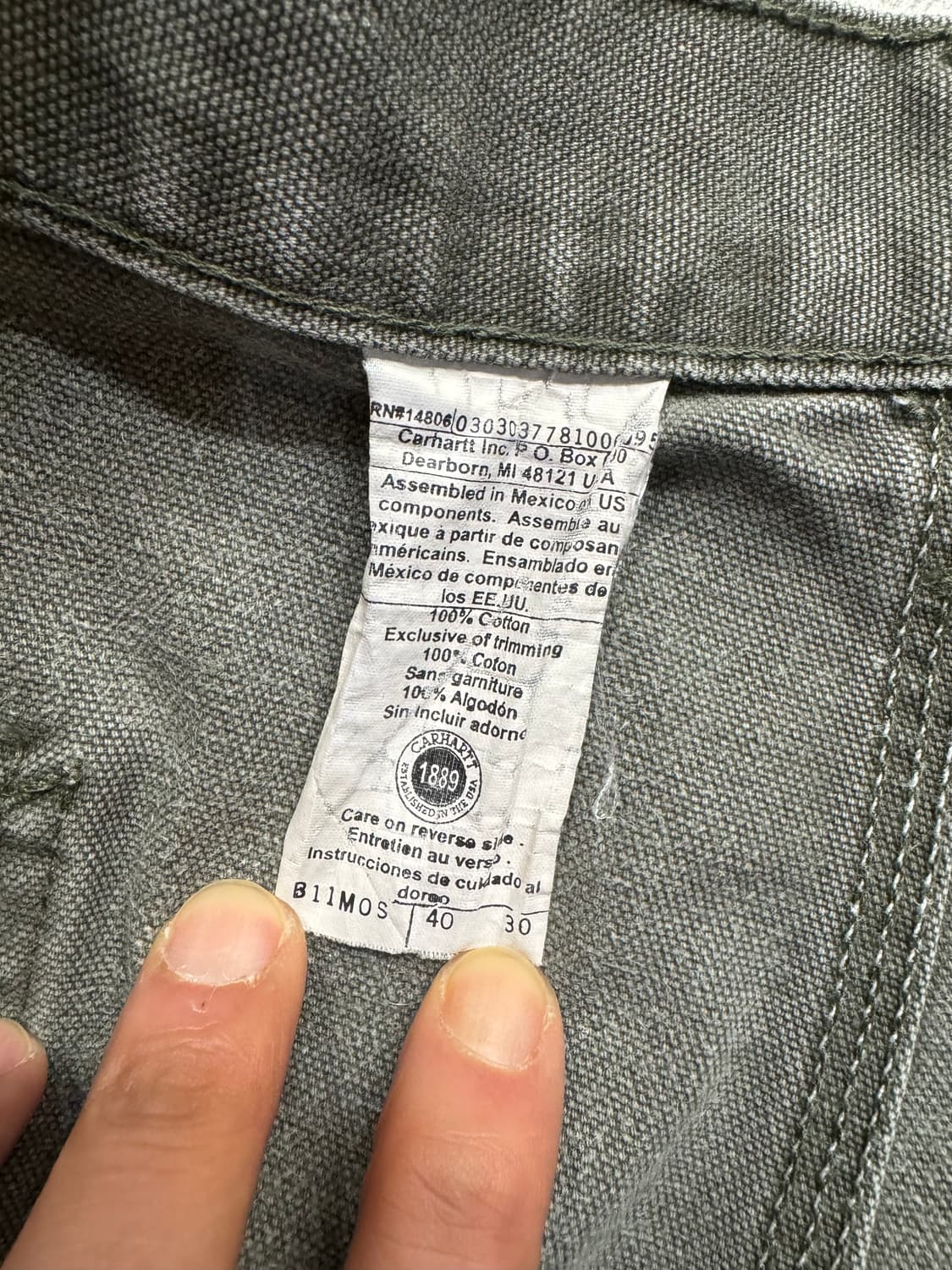 칼하트 B11 MOS 카펜터 싱글니 상품이미지4