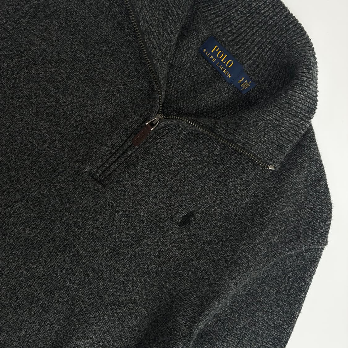 Polo  폴로 랄프로렌 자수 코튼 차콜 반집업 니트  상품이미지3