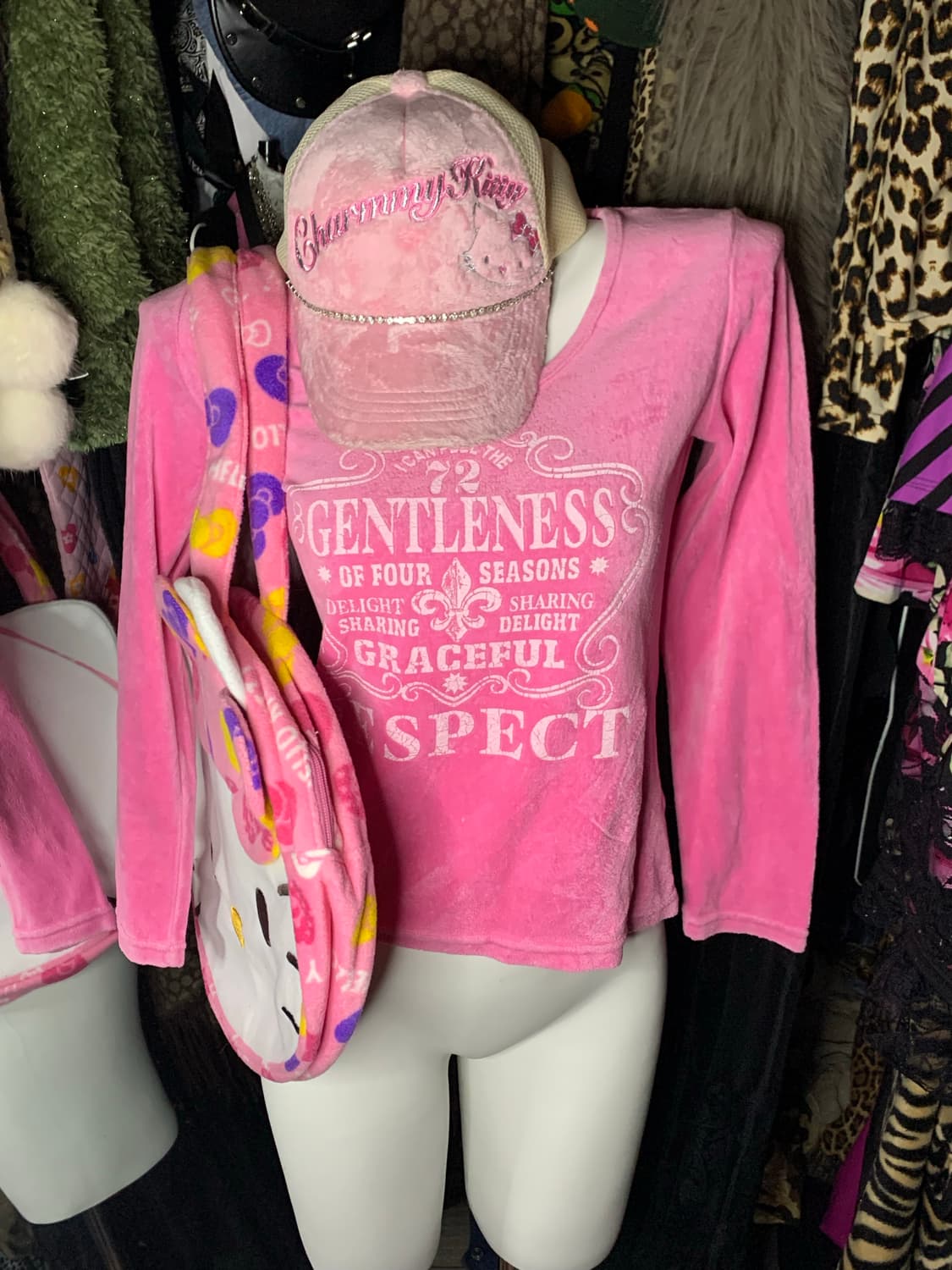 y2k 히메갸루 핑크 벨벳 탑 상품이미지1