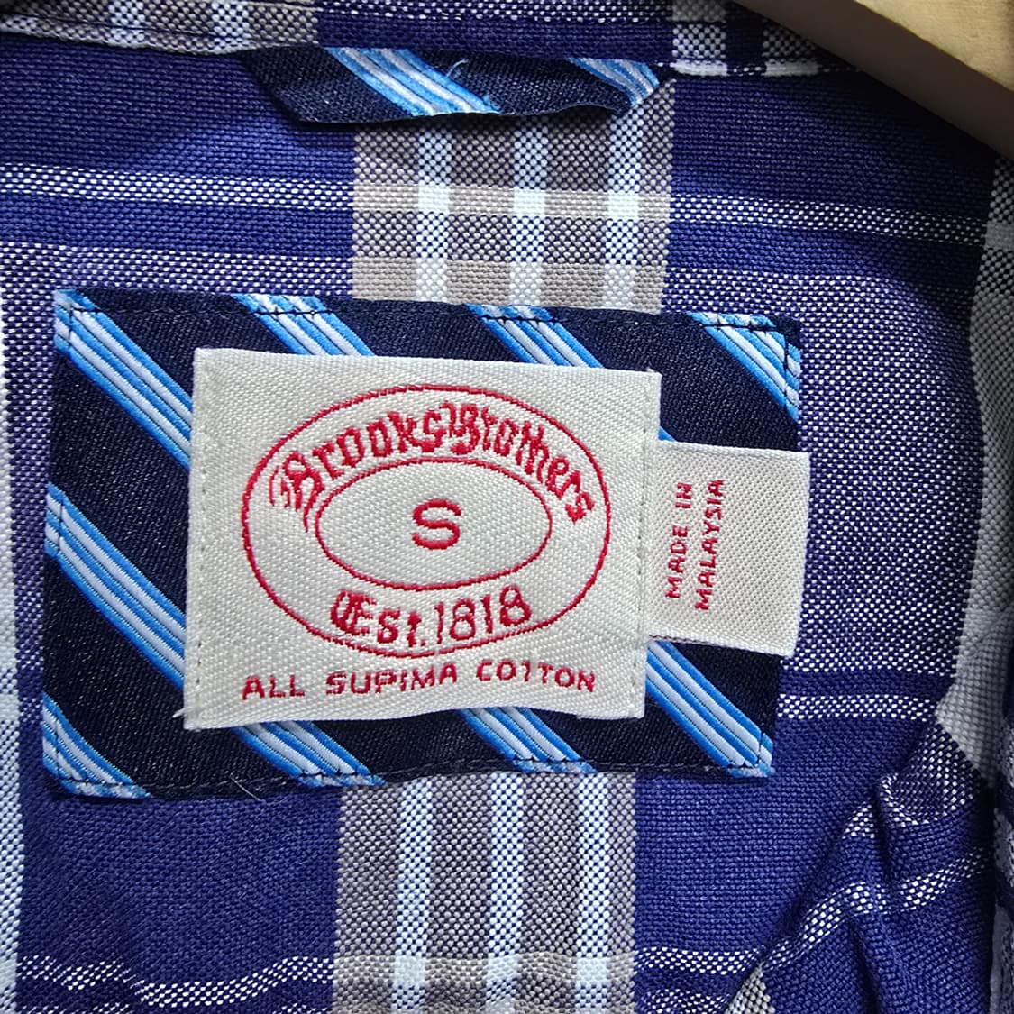 브룩스브라더스 체크 버튼다운 슈피마 코튼 셔츠 S 상품이미지6