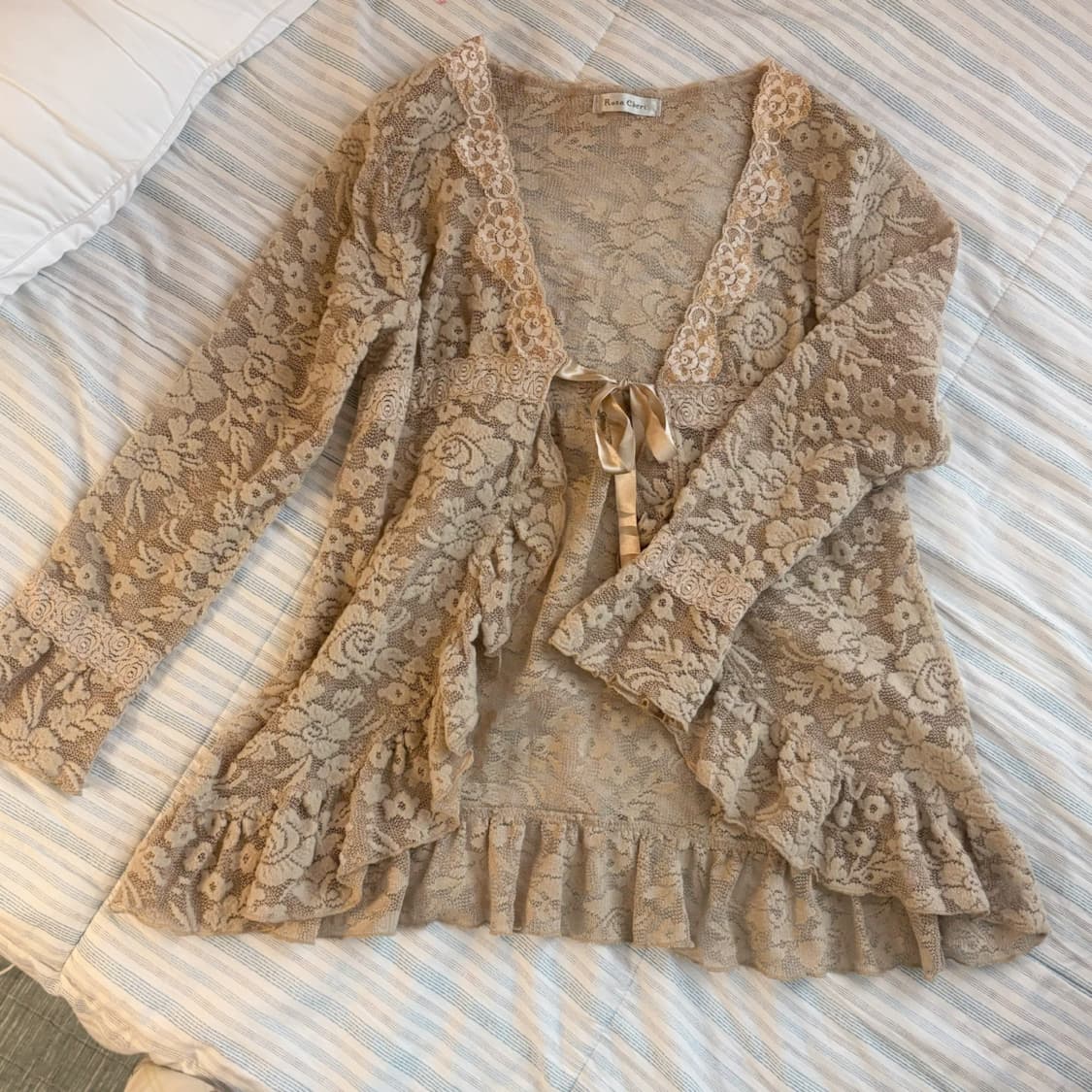 로사체리 라떼갸루 레이스 리본 가디건 상품이미지1