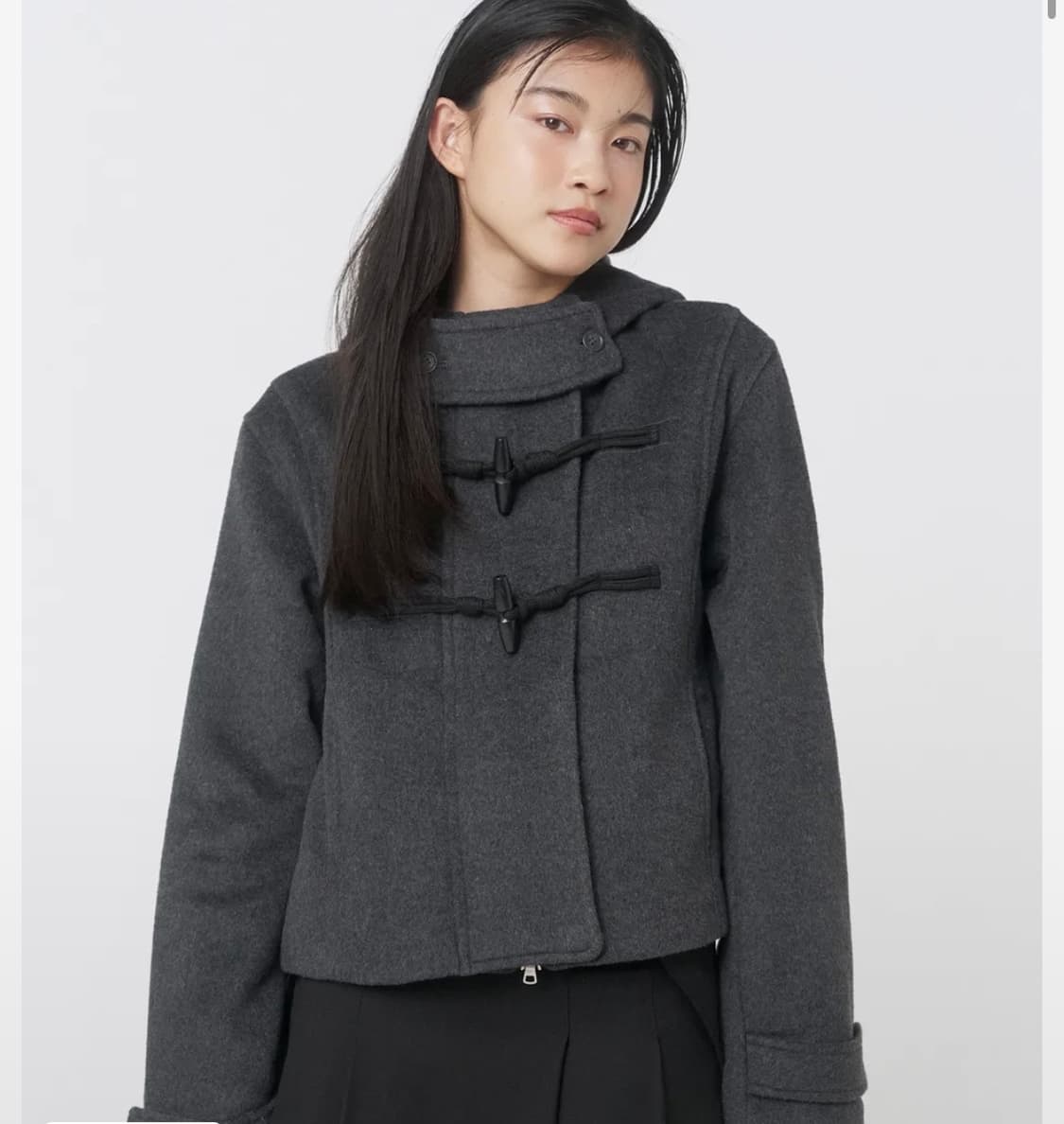 미세키서울 더플 후디 숏코트 차콜 상품이미지3