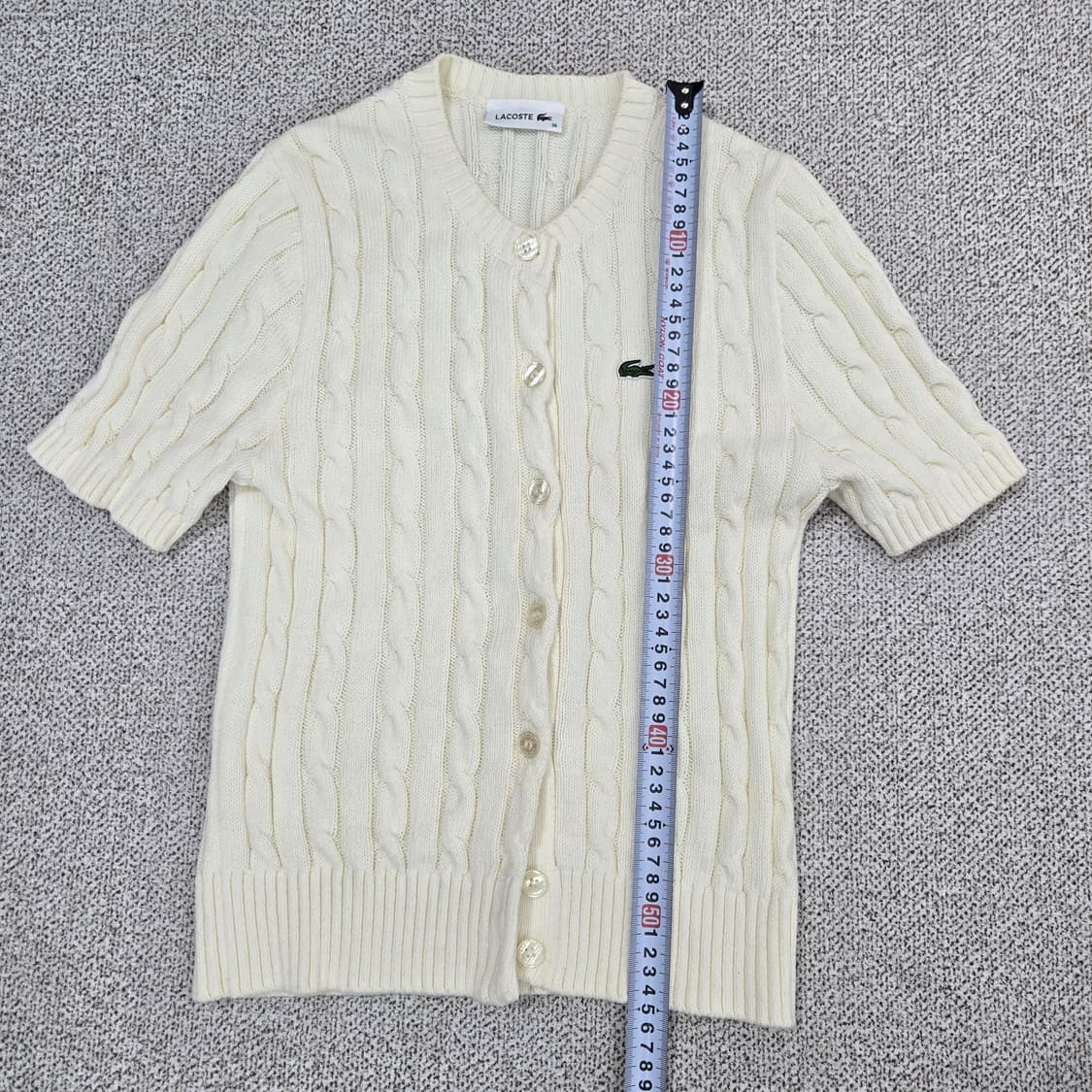 a0115 라코스테 케이블 반팔 가디건 아이보리 36 상품이미지7