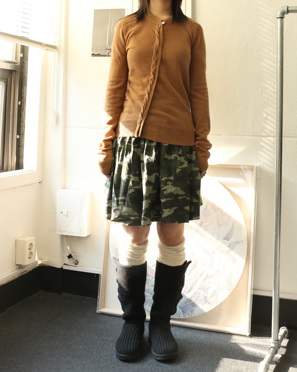 요시콘도 사선 케이블 가디건 상품이미지2