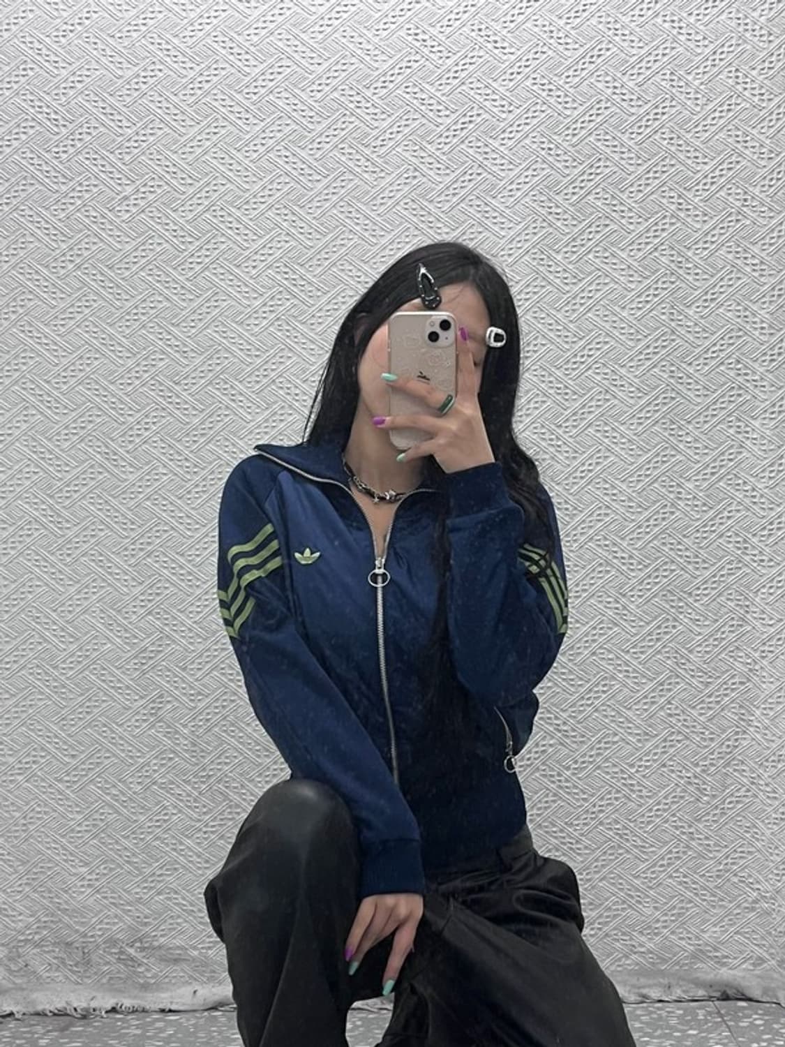 아디다스 올드스쿨 원터더블 네이비그린 져지 자켓 95 C07024 상품이미지2