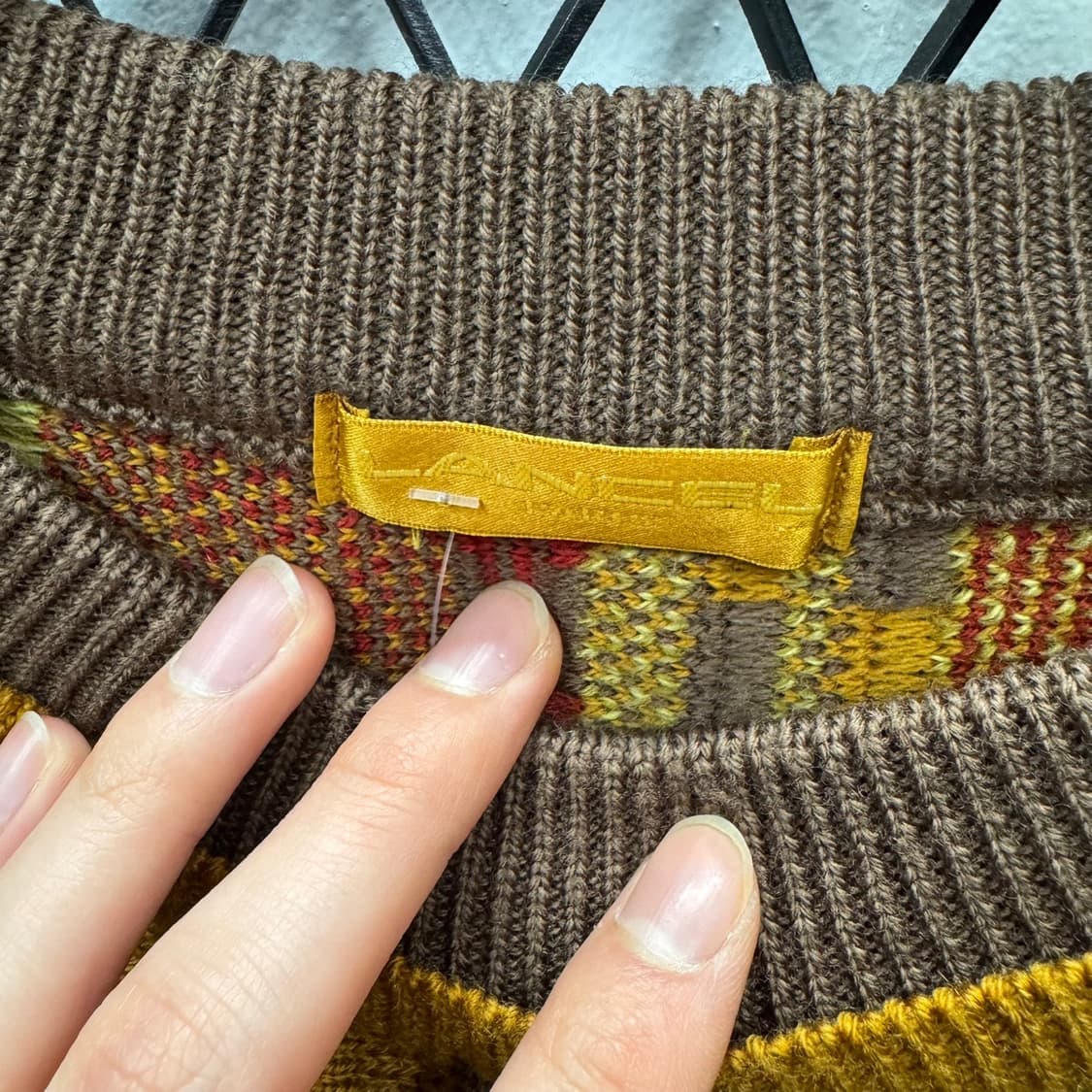 란셀 빈티지 고딕 패턴 디테일 울 니트 스웨터 브라운 상품이미지5