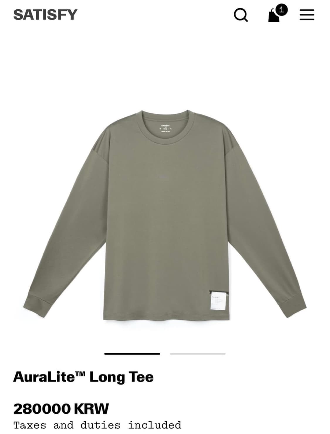 새티스파이 아우라라이트 롱 티셔츠 더스티 올리브 satisfy 상품이미지1