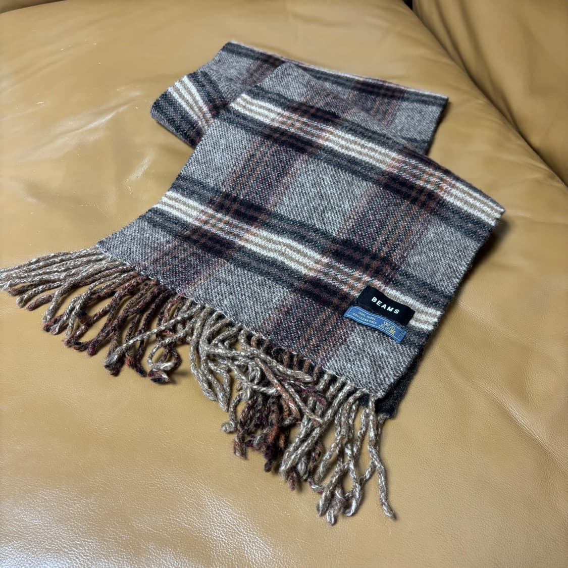 Beams 빔즈 플레이드 체크 브라운 머플러 목도리 (Brown) 상품이미지5