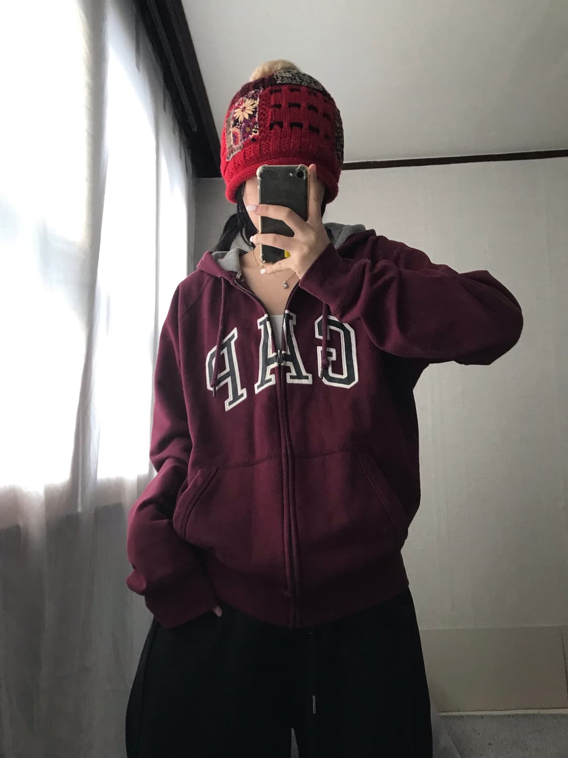 갭 버건디 후드집업 상품이미지2