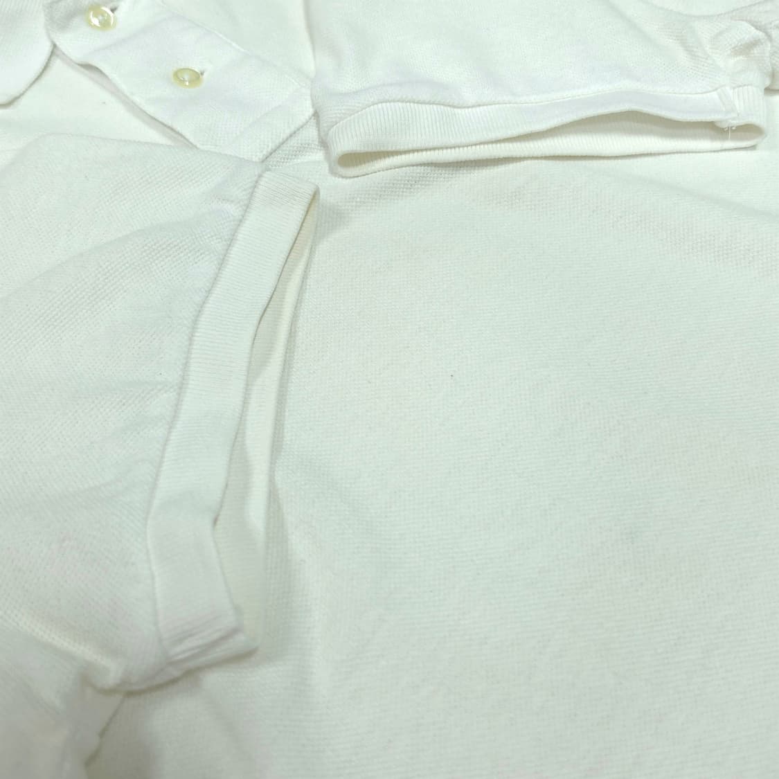 [M] 폴로 화이트 커스텀 슬림핏 코튼 메시피케 반팔 카라티셔츠 상품이미지6