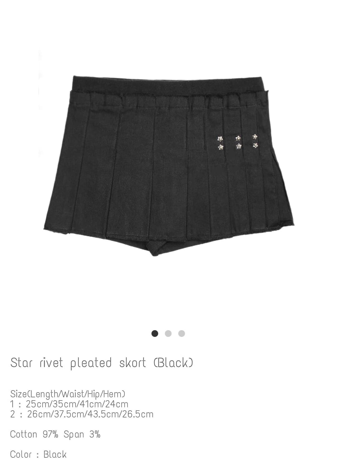 Bonnae star rivet pleated skot black 상품이미지1