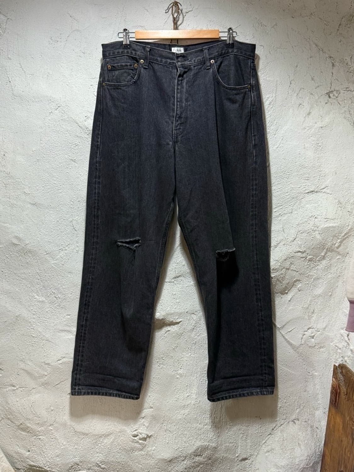 씨오타 CIOTA 와이드 테이퍼드 5포켓 셀비지 데님 팬츠 상품이미지2