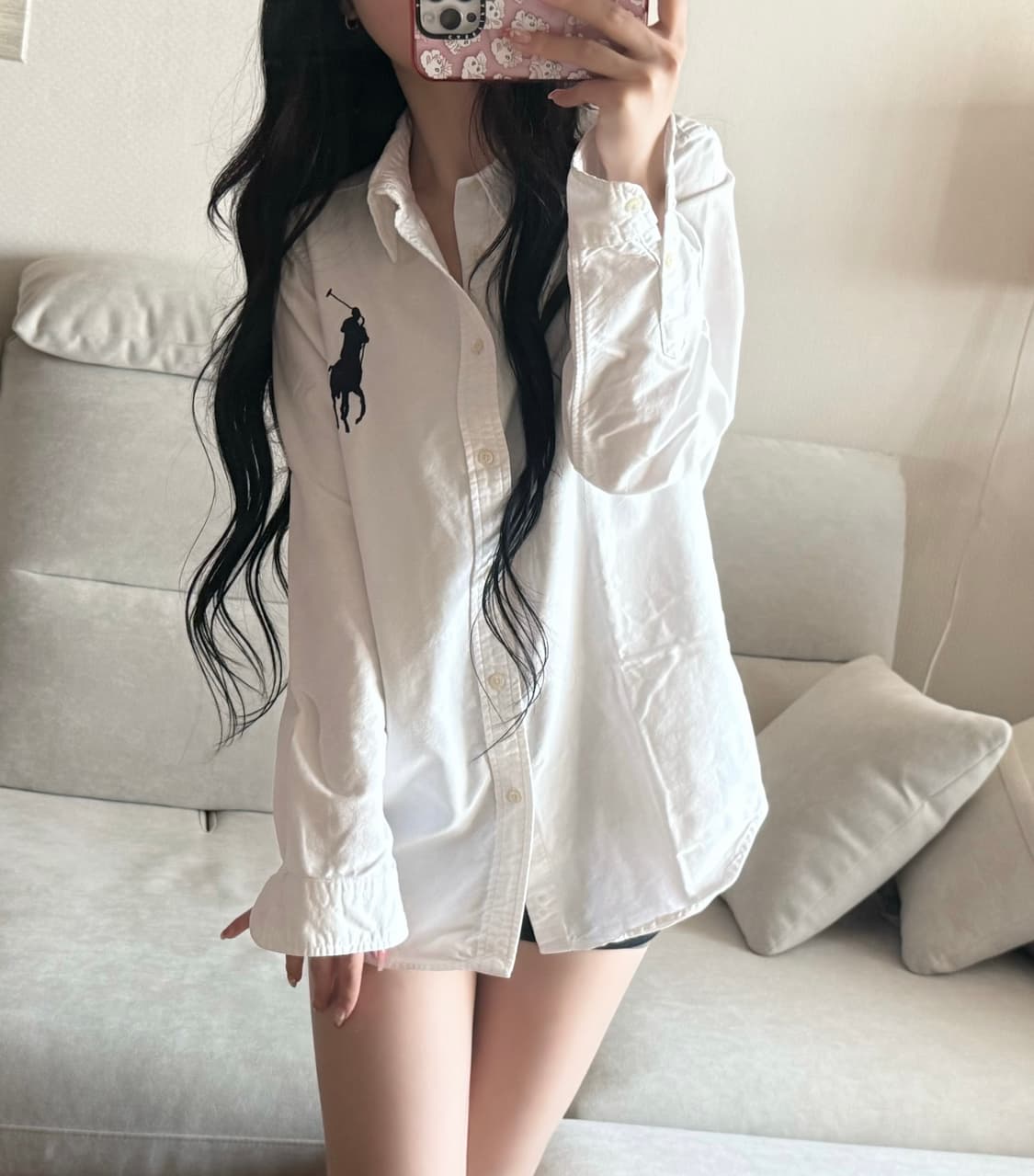 폴로 랄프로렌 빅포니 화이트 네이비 셔츠 상품이미지1