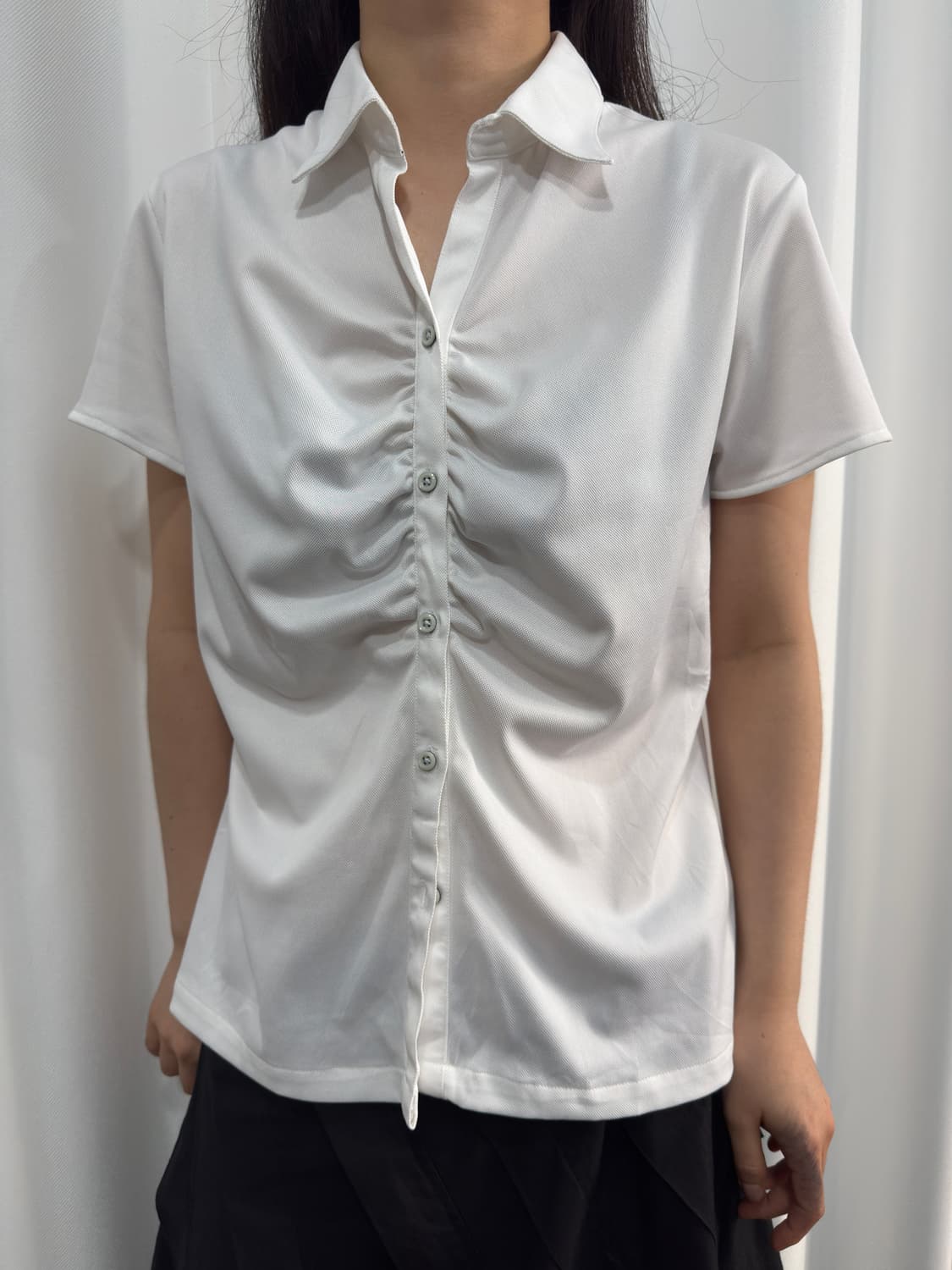white shirring shirt 상품이미지2