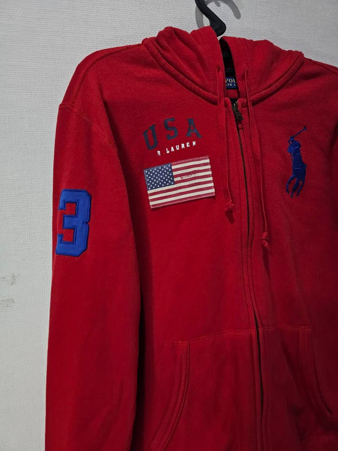 폴로 POLO 빅포니 성조기 USA 후드집업 85~90/XS~S 상품이미지3