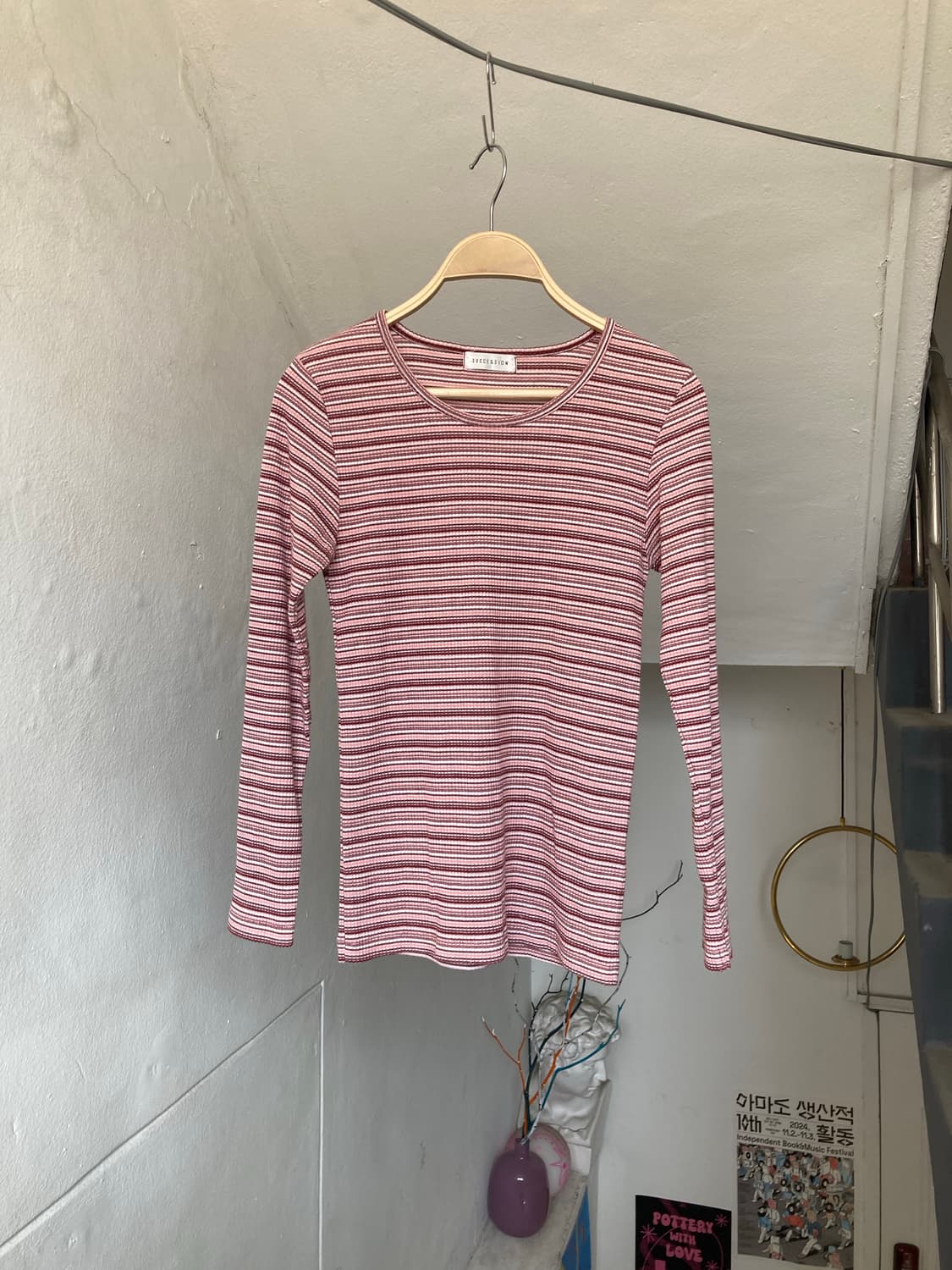 딸기 스트라이프 레이어드 긴팔티 상품이미지1