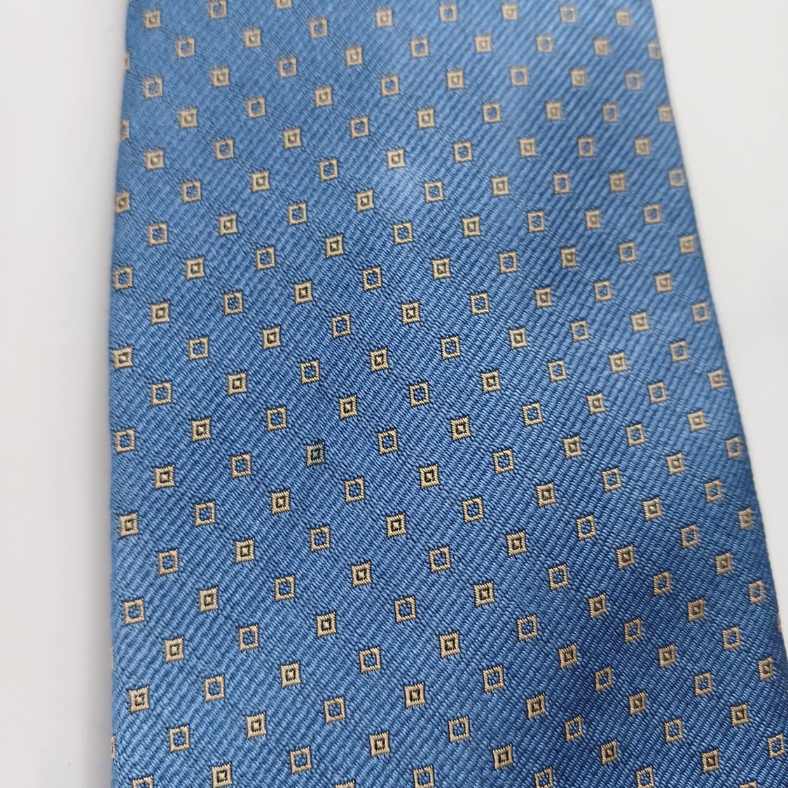 듀퐁 실크 블루 다이아몬드 패턴 넥타이 8.6cm A등급 A18791
 상품이미지8