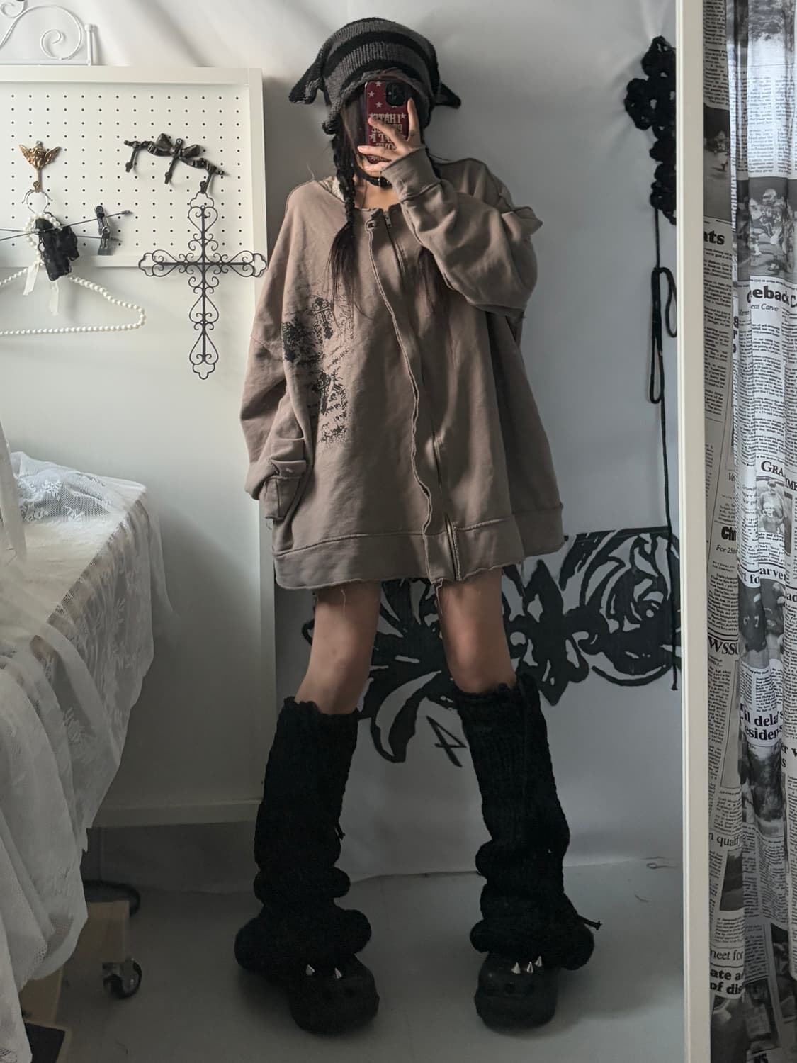 • hurtremake grung cross-printed zip-up 상품이미지2