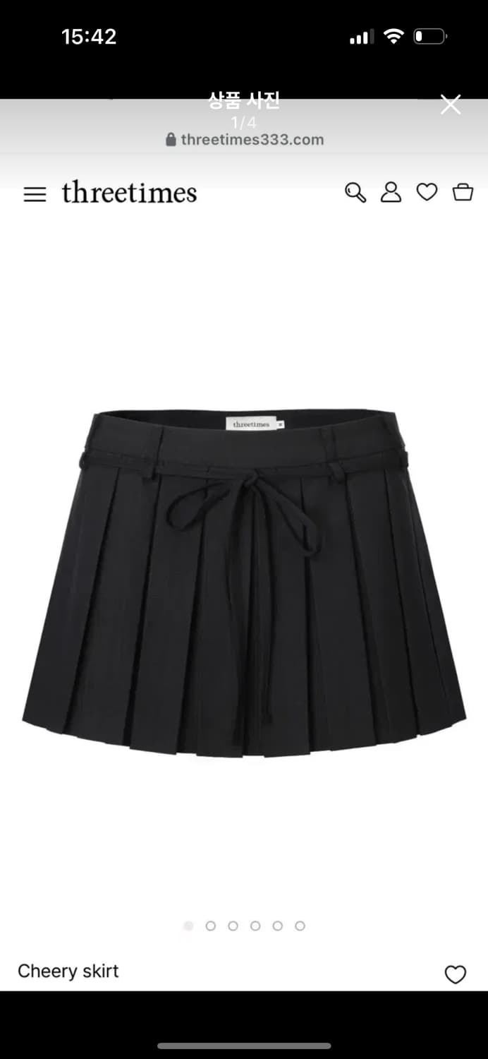 새상품 XS) 쓰리타임즈 치어리 스커트 블랙  상품이미지1