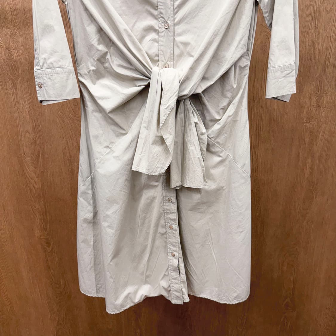 막스마라 위켄드 코튼 셔츠 원피스 프론트 타이 7부 슬리브 디테일 베이지 상품이미지5