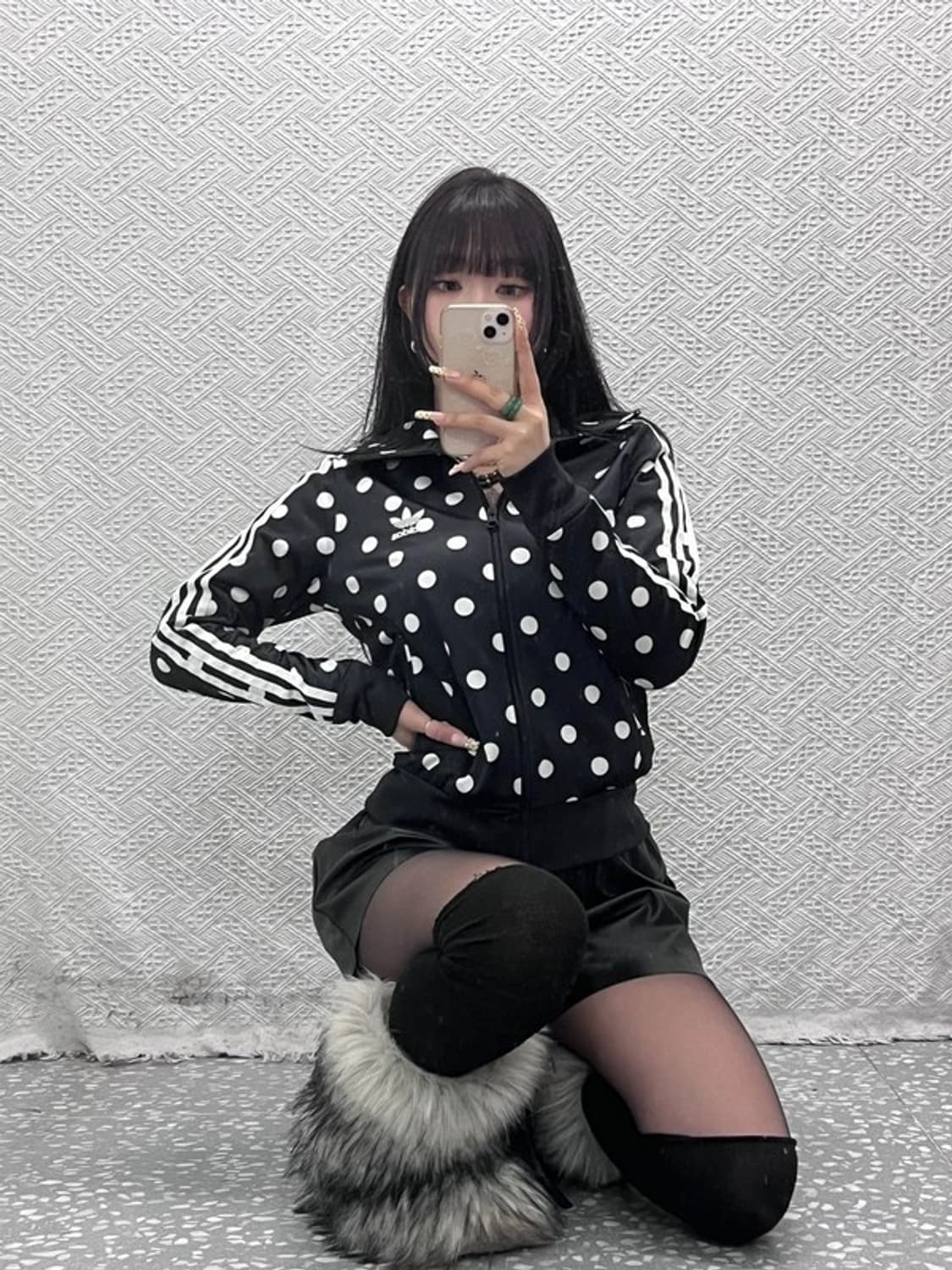 아디다스 희귀 스트릿 Y2K 도트 땡땡이 져지 집업 95 C09712 상품이미지2