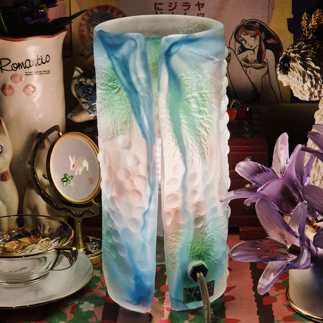 70s 이와타 아트글라스 포도 마블 기둥 램프 상품이미지7