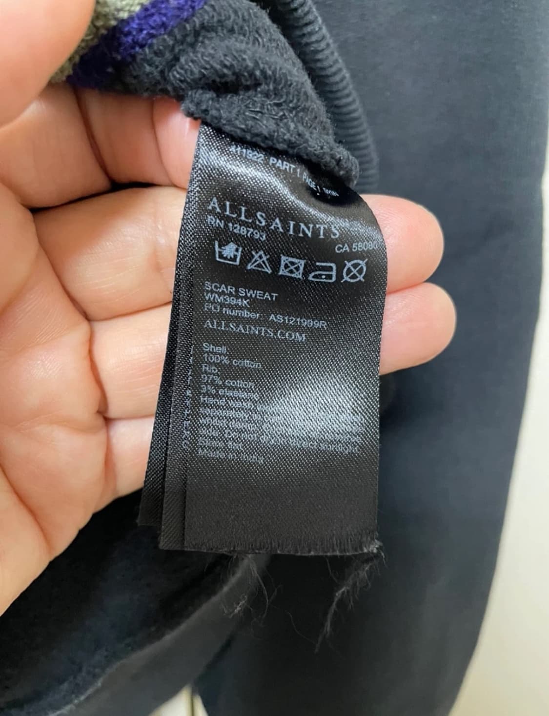 올세인츠 블랙 스웨트셔츠 S 상품이미지4
