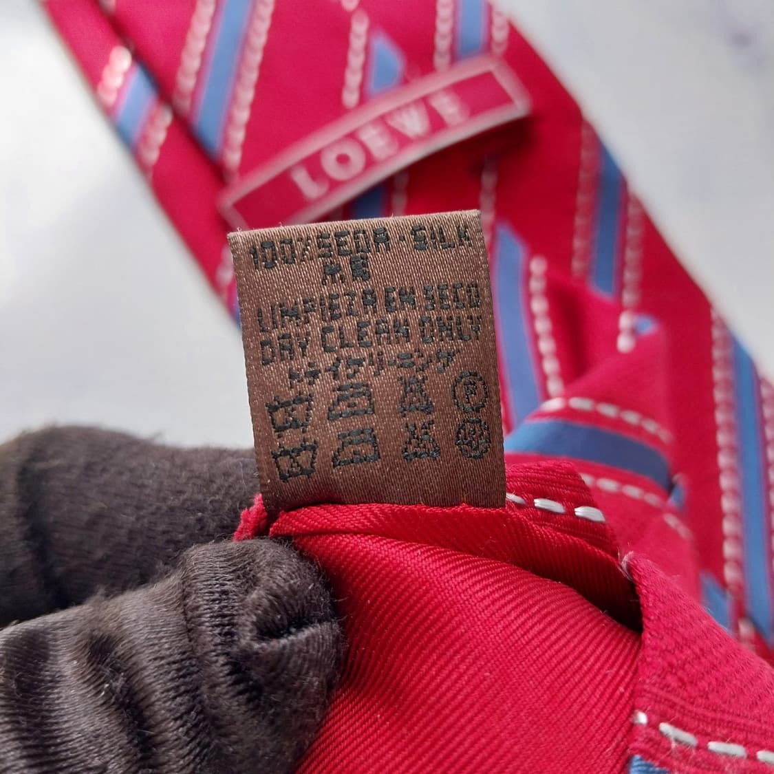 로에베 실크 레드 스트라이프 넥타이 9.5cm B등급 K2523 상품이미지8