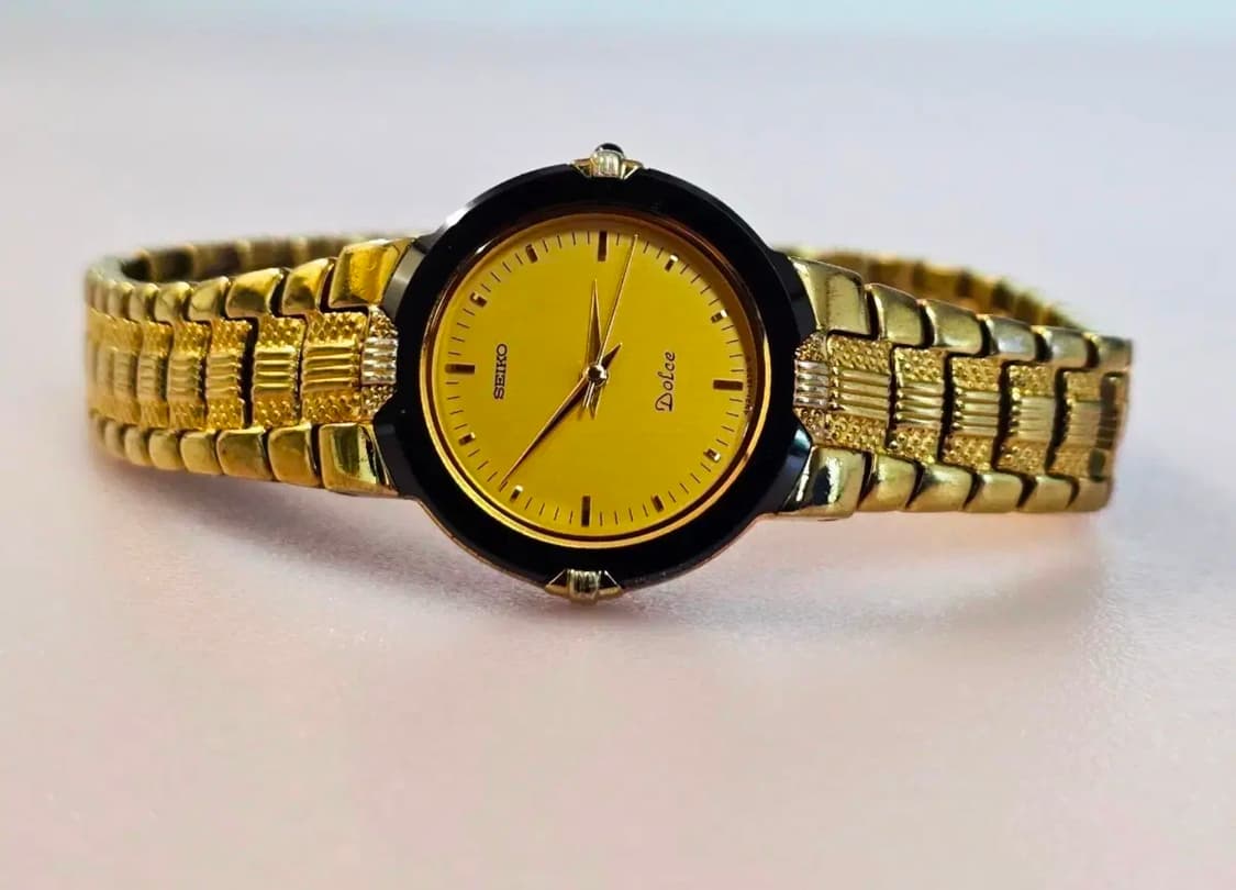세이코 돌체(Seiko Dolce) 고급 금장 세라믹 드레스 워치 상품이미지1