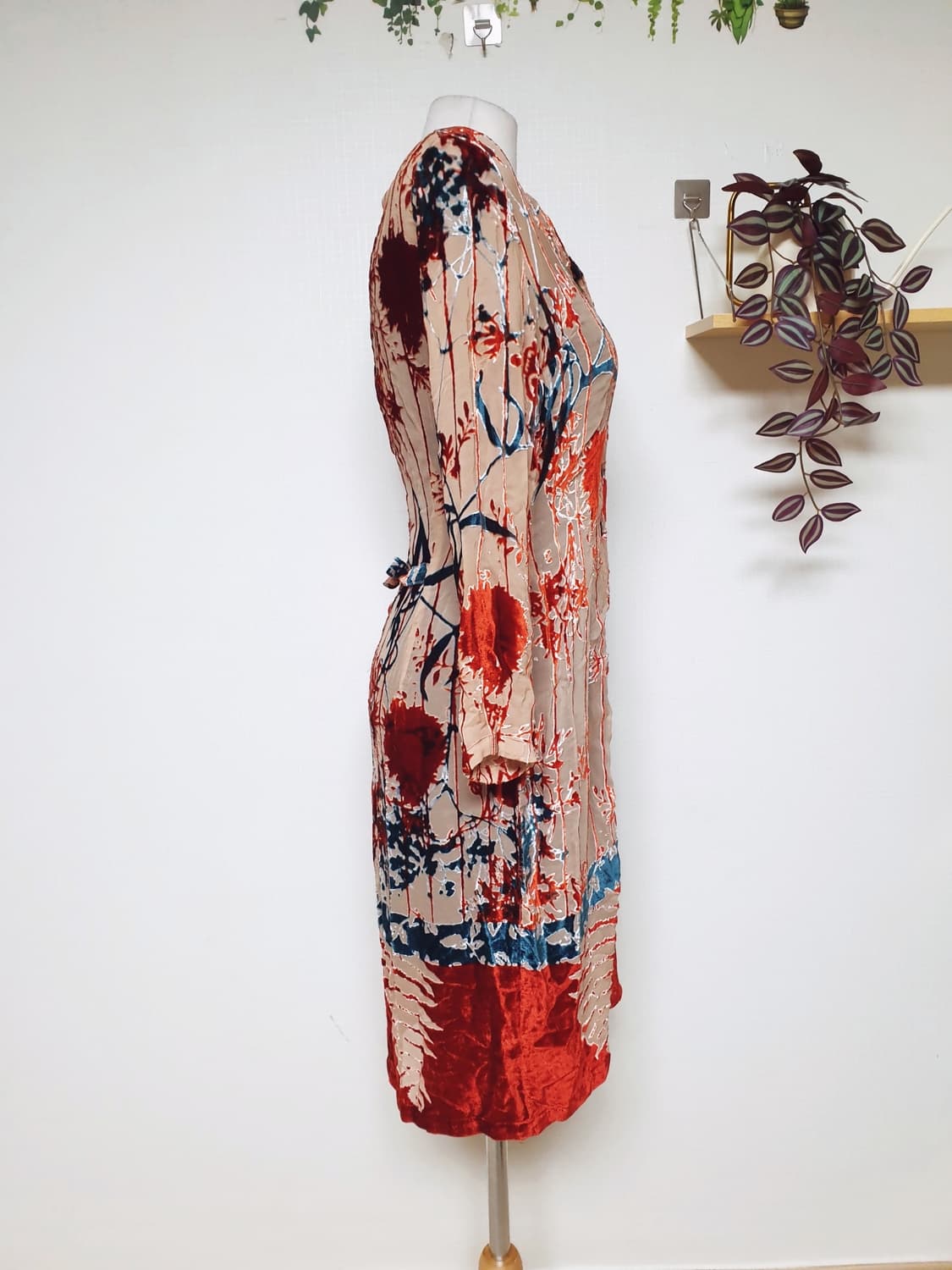 오일릴리 정품 번아웃벨벳 롱원피스 44 55 스킨 상품이미지3