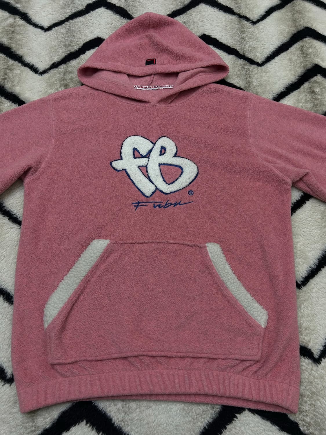 [M]FUBU 오버핏 올드스쿨 빅로고 후드 후리스/핑크 상품이미지3