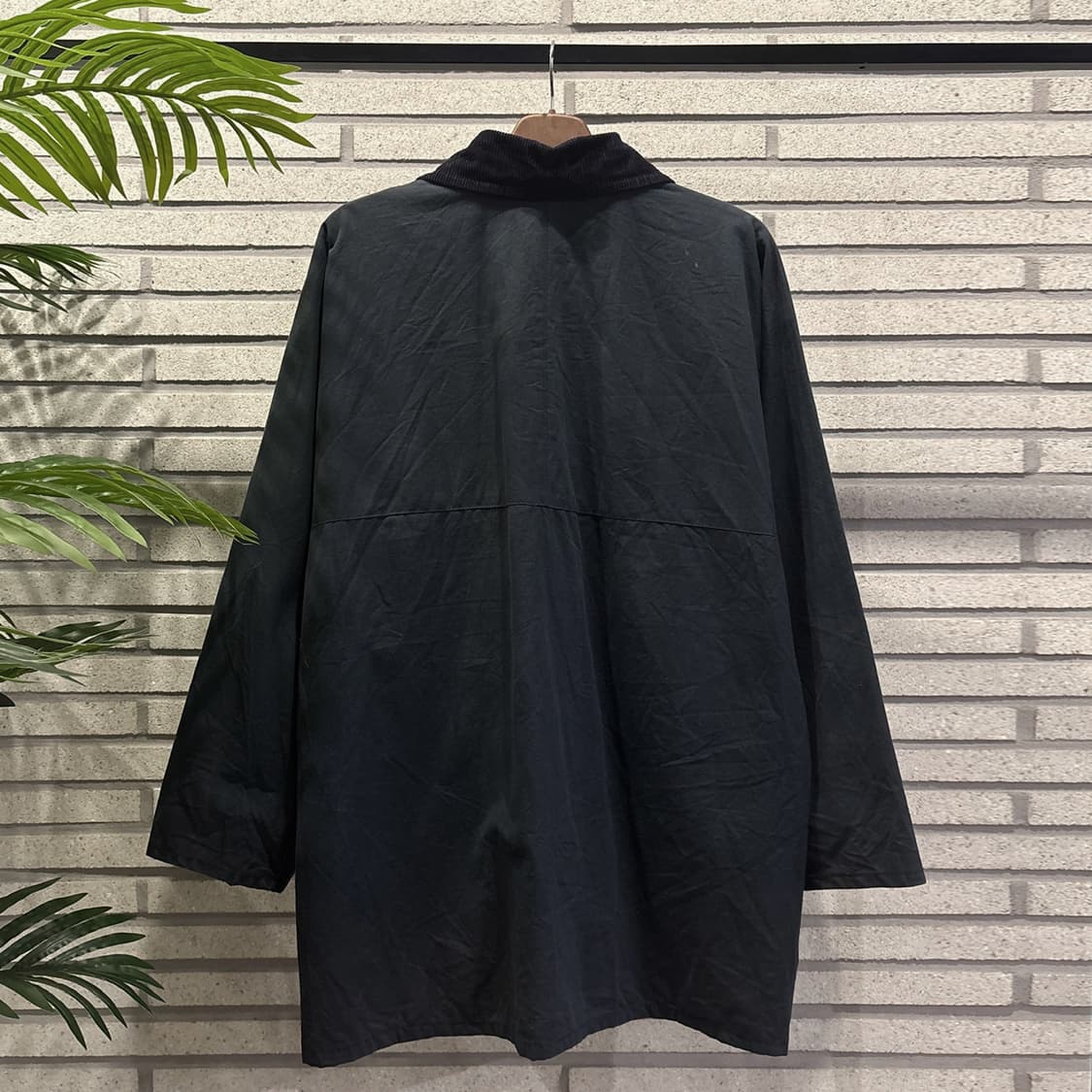 EURO VINTAGE 코듀로이 코튼 왁스자켓 체크안감 디테일 블루 상품이미지3