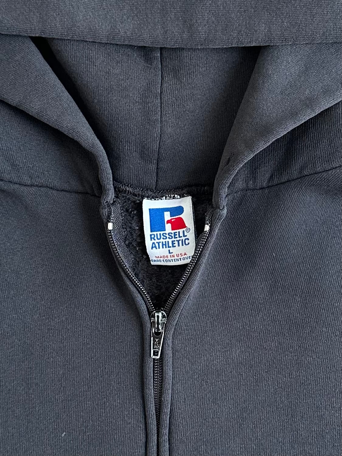 90s 빈티지 러셀 후드집업 블랙 L USA 상품이미지5