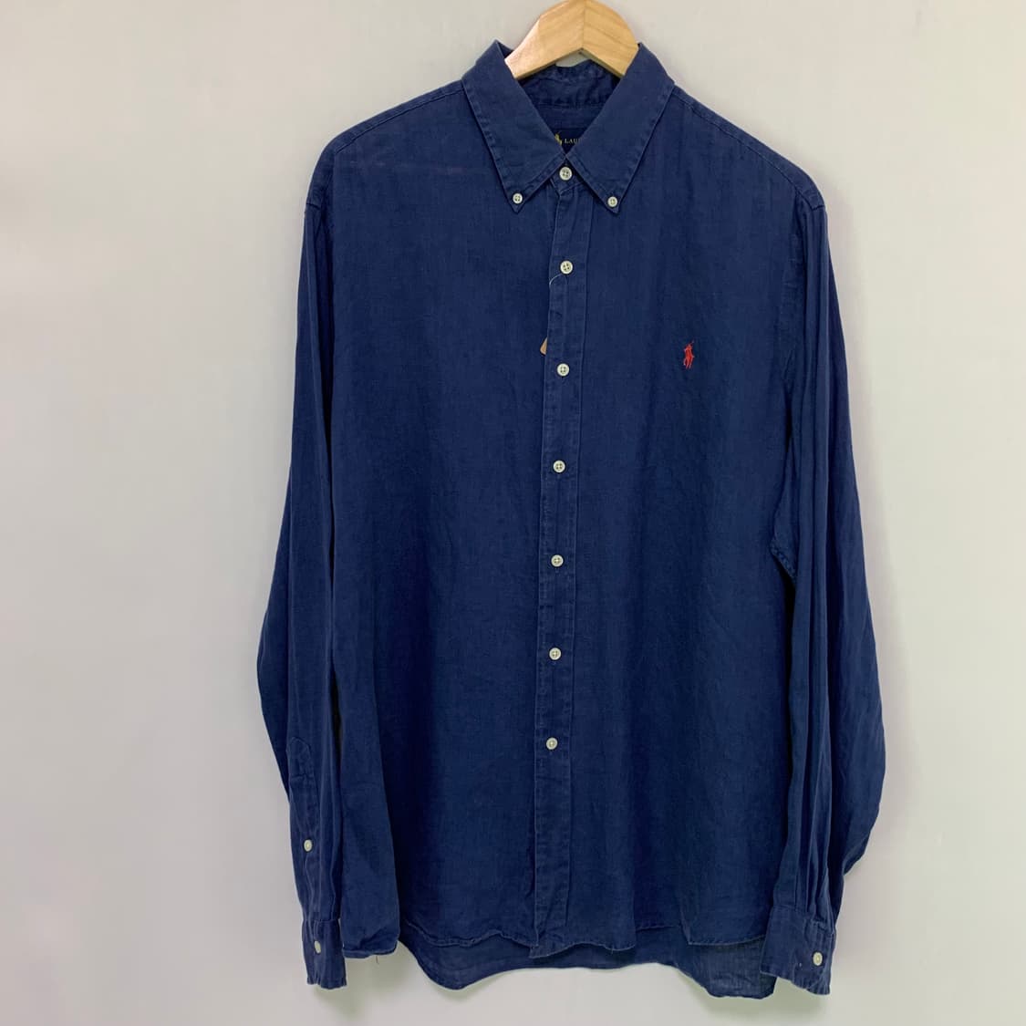 폴로랄프로렌 린넨 스탠다드 로고 셔츠 남성 XL 네이비 상품이미지3