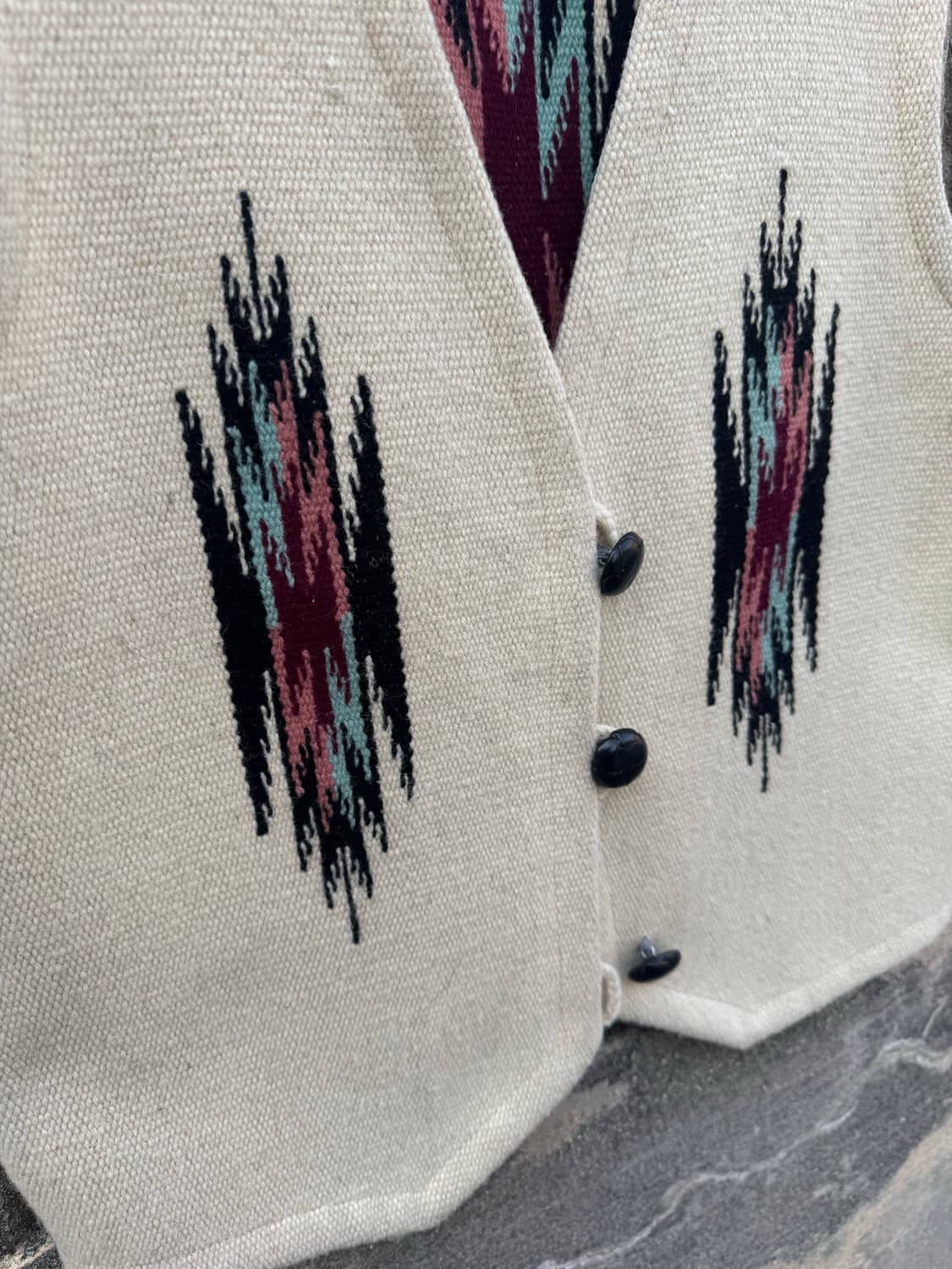 오르테가 빈티지 네이티브 웨스턴 핸드 우븐 울 치마요 베스트 조끼 상품이미지5