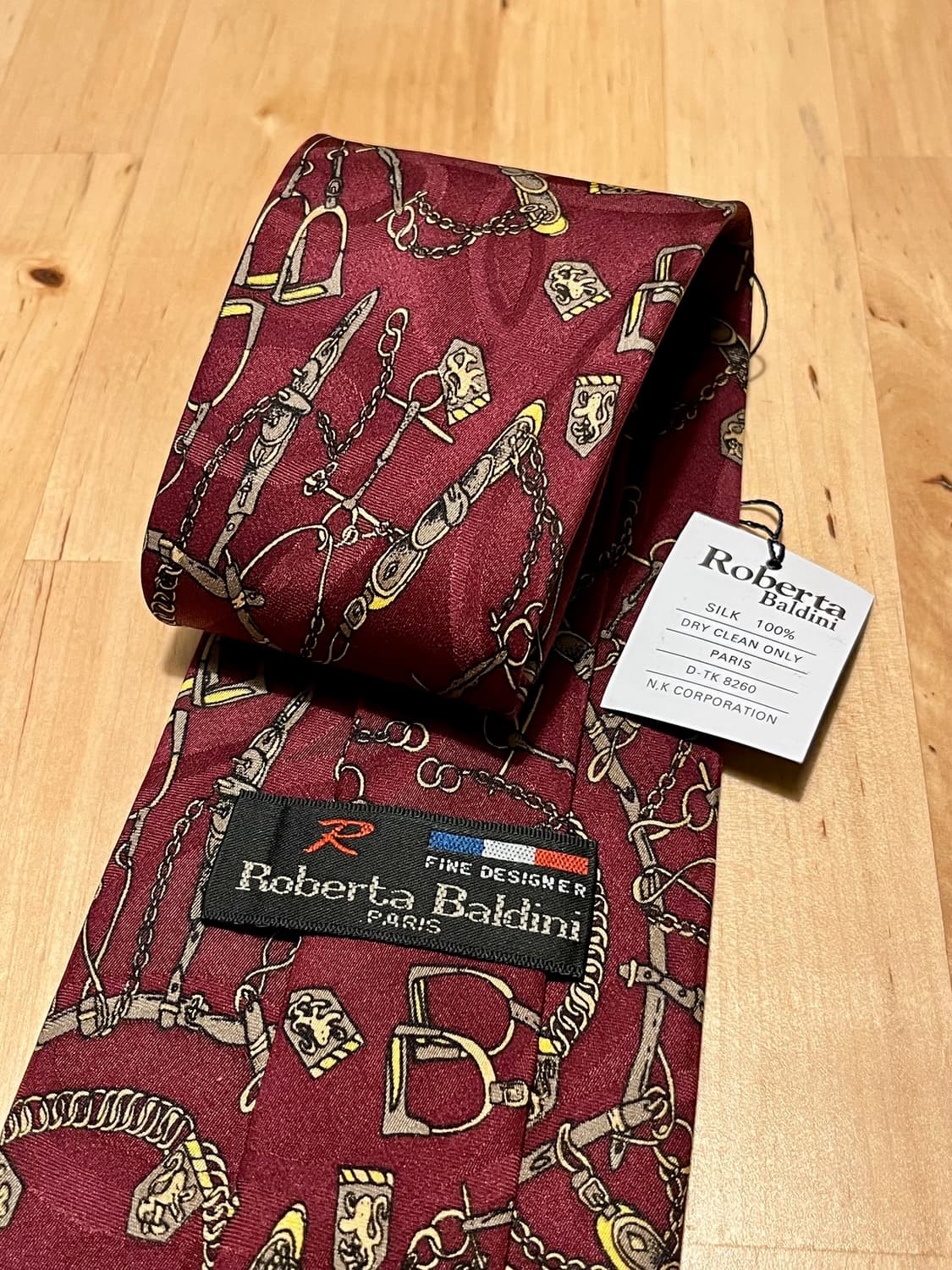 [새상품급] 로베르타 발디니 파리 - 클래식 100% 실크 넥타이 (와인 상품이미지5