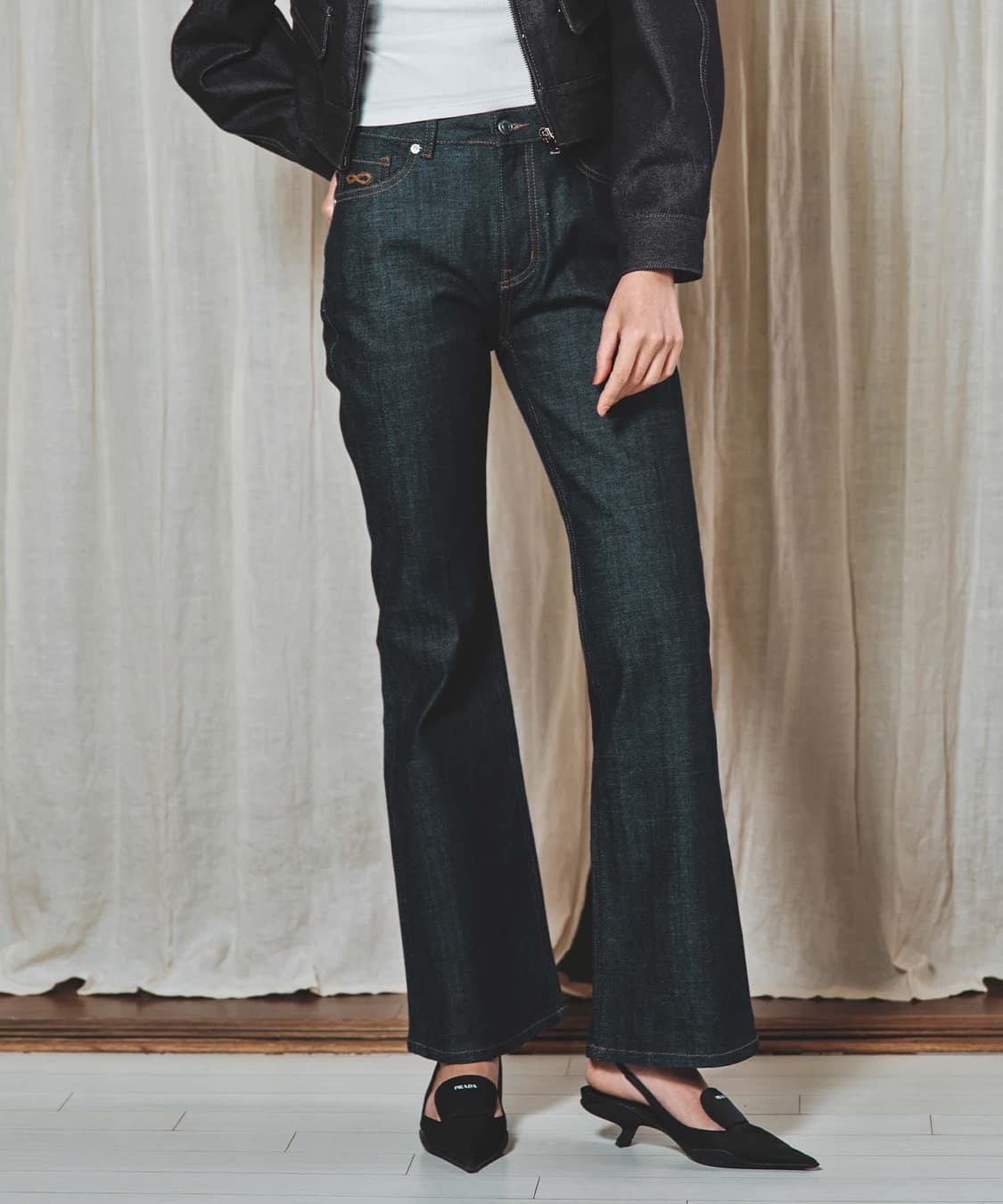 플랙 라시다 진 블랙 워시드 24사이즈 상품이미지1