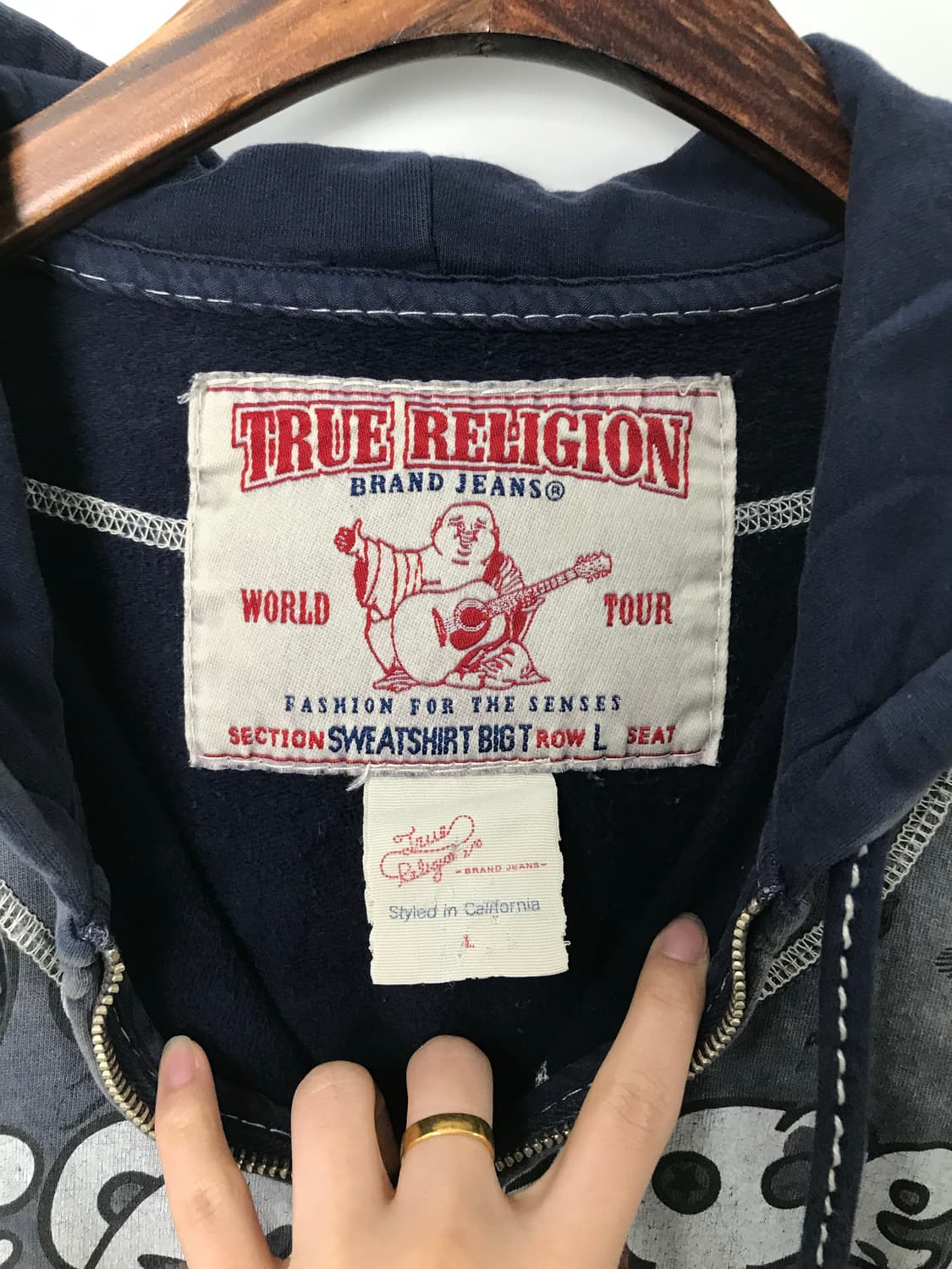 트루릴리전 빈티지 y2k 와투케 스티치 후드집업 상품이미지9