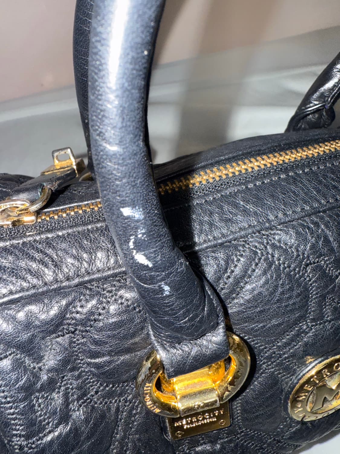 정품 메트로시티 퀼팅 빈티지 토트백 블랙 상품이미지2