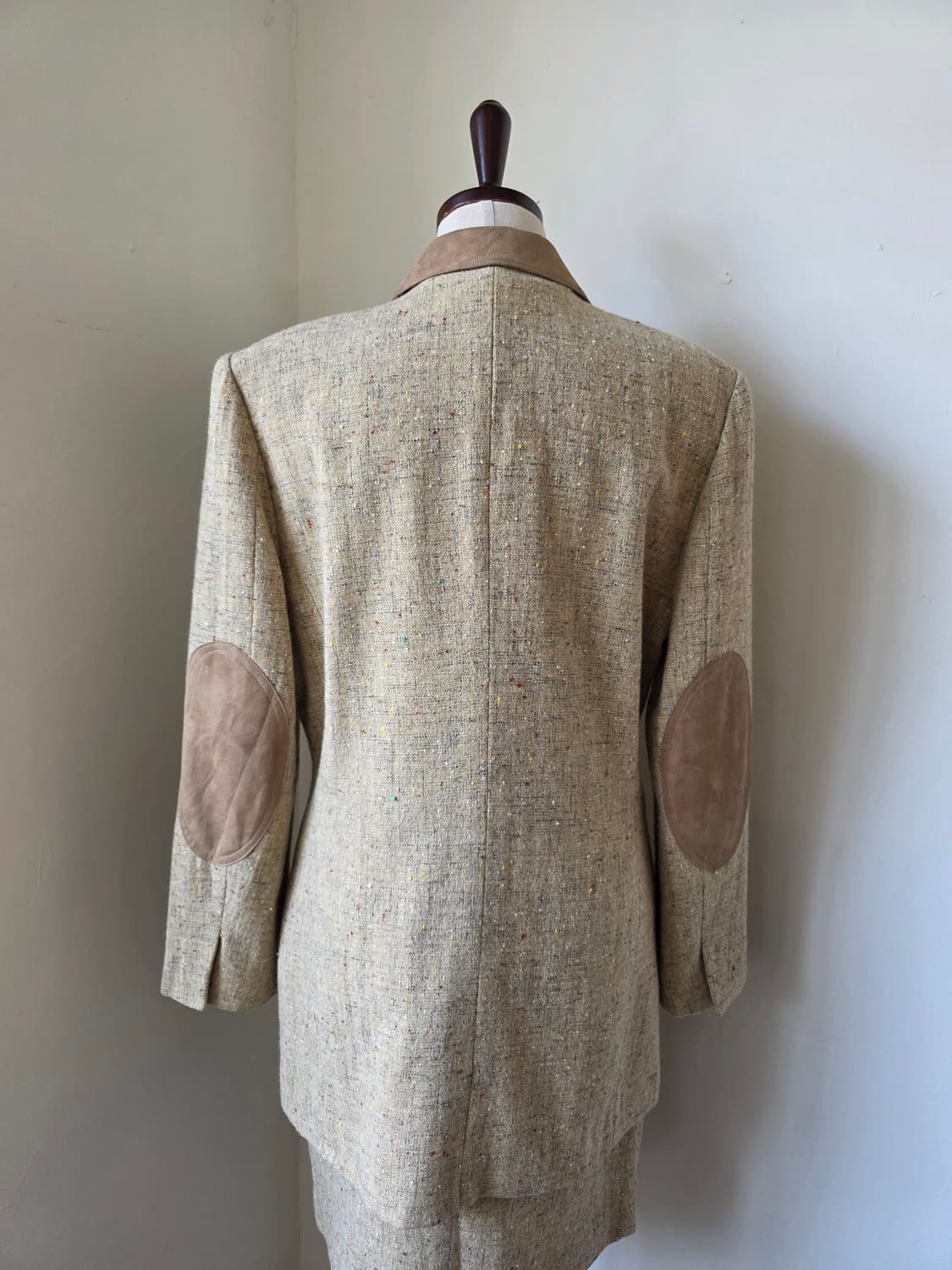 스웨이드 가죽 배색 보카시 트위드 셋업 상품이미지4