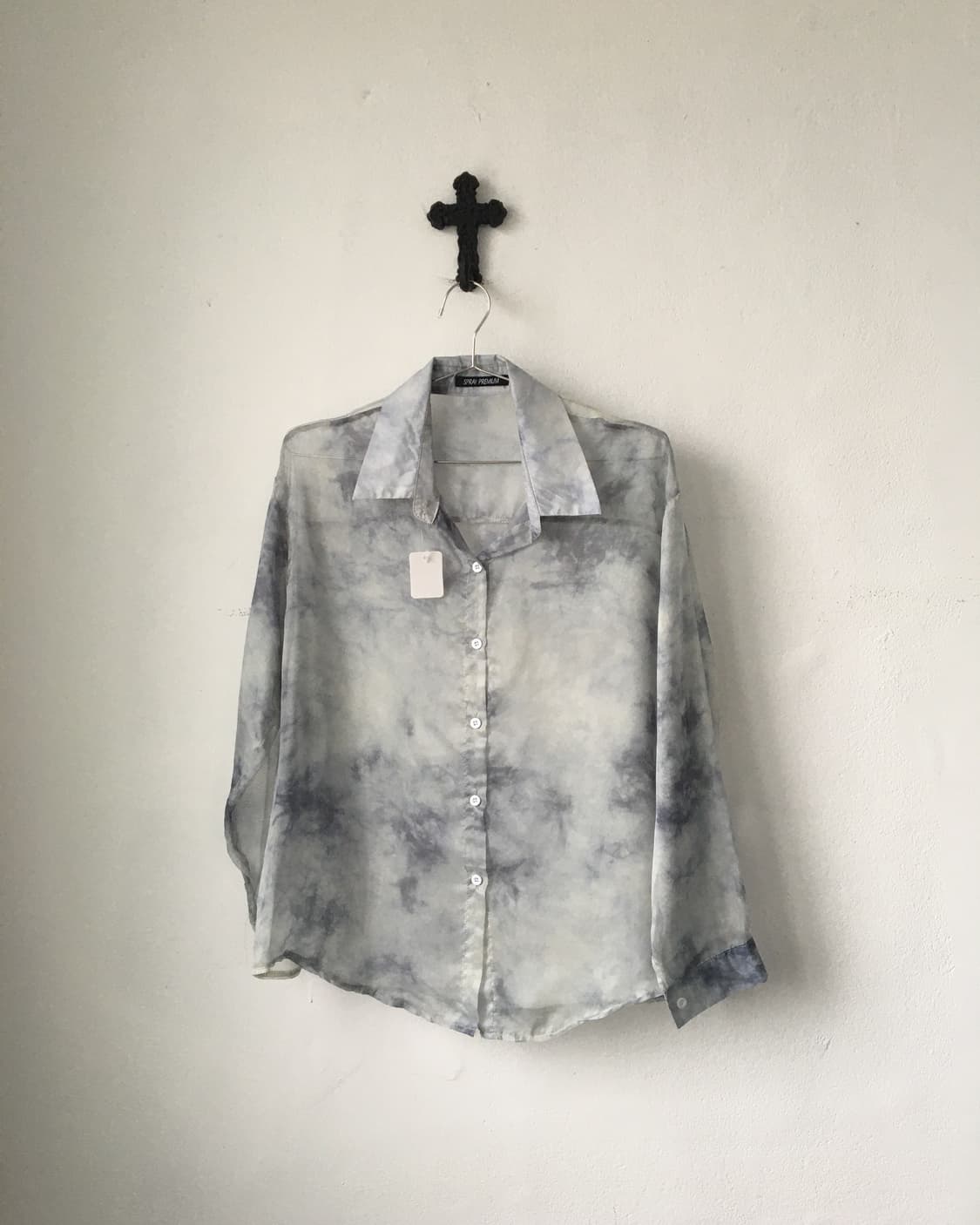 Dyed printing see through shirt 상품이미지2