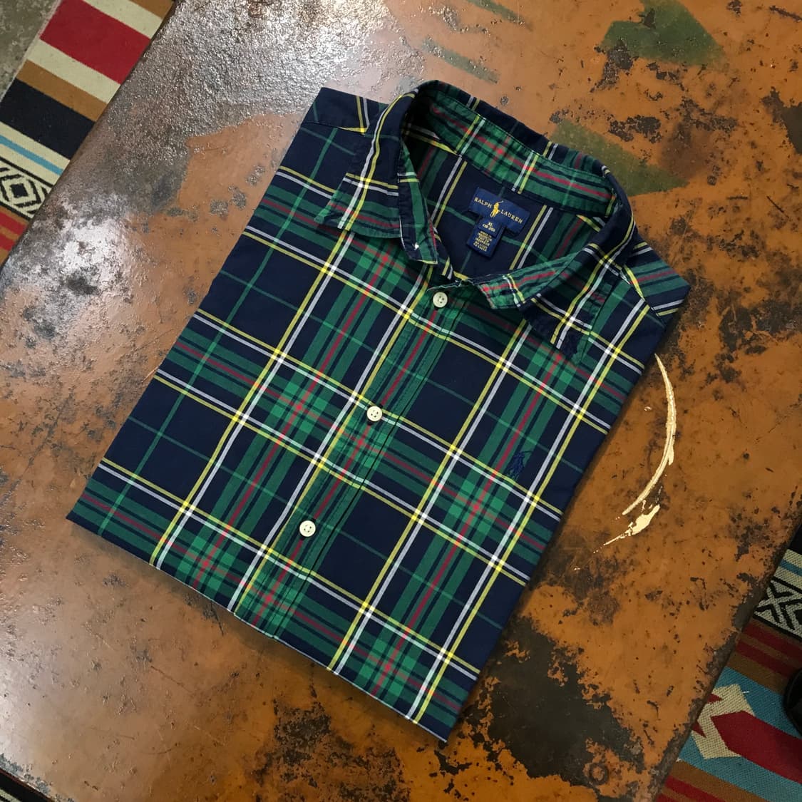 폴로랄프로렌 그린 네이비 마드라스 체크 셔츠남성 102 여성 프리 상품이미지1