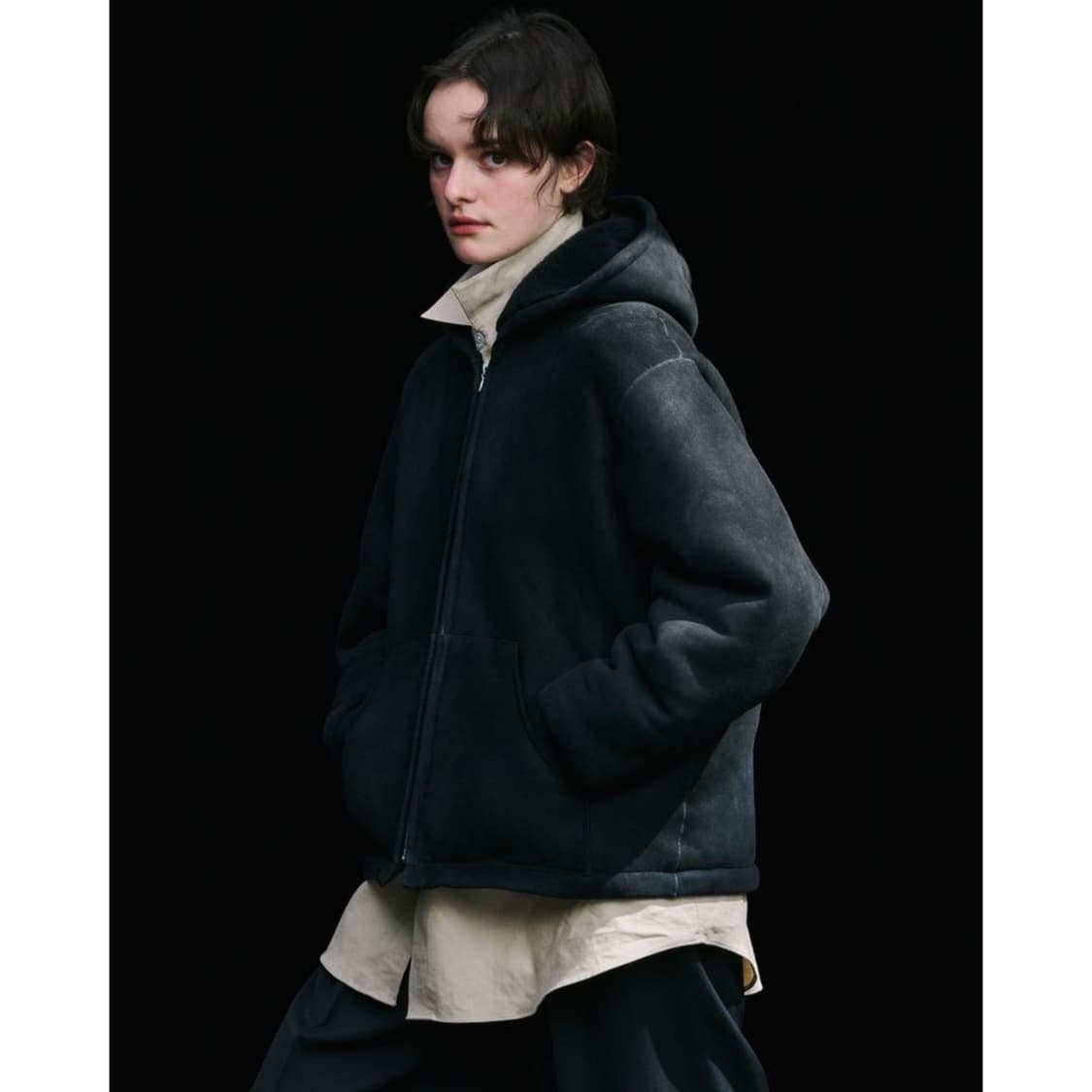 25ss Mouton ZIP leather Hoodie 상품이미지1