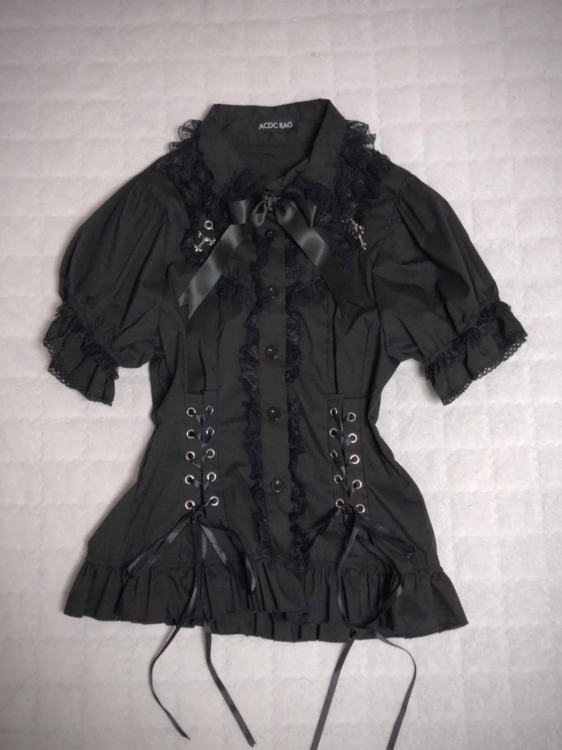 acdc rag 고스로리 반팔 셔츠 블랙 고스펑크 상품이미지1