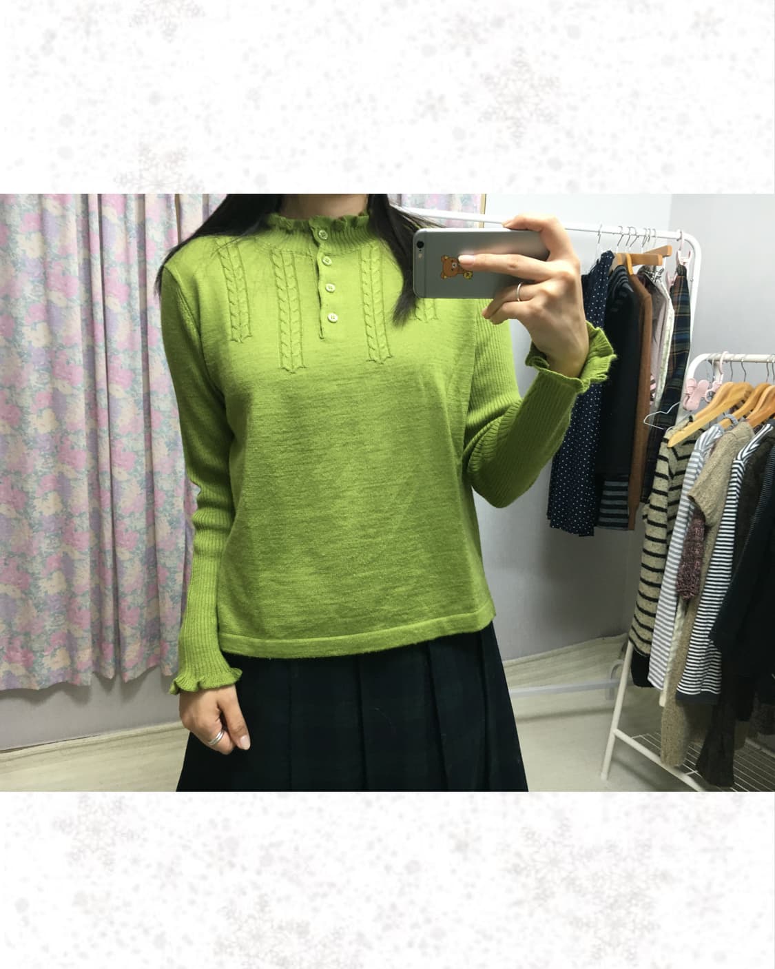 연두 버튼 긴소매 니트 상품이미지2