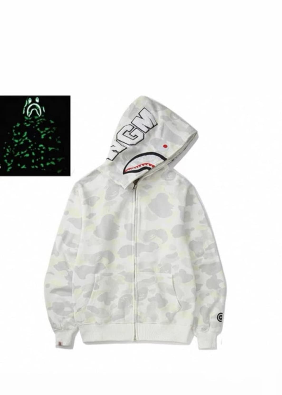 베이프 야광흰색 후드집업 상품이미지1