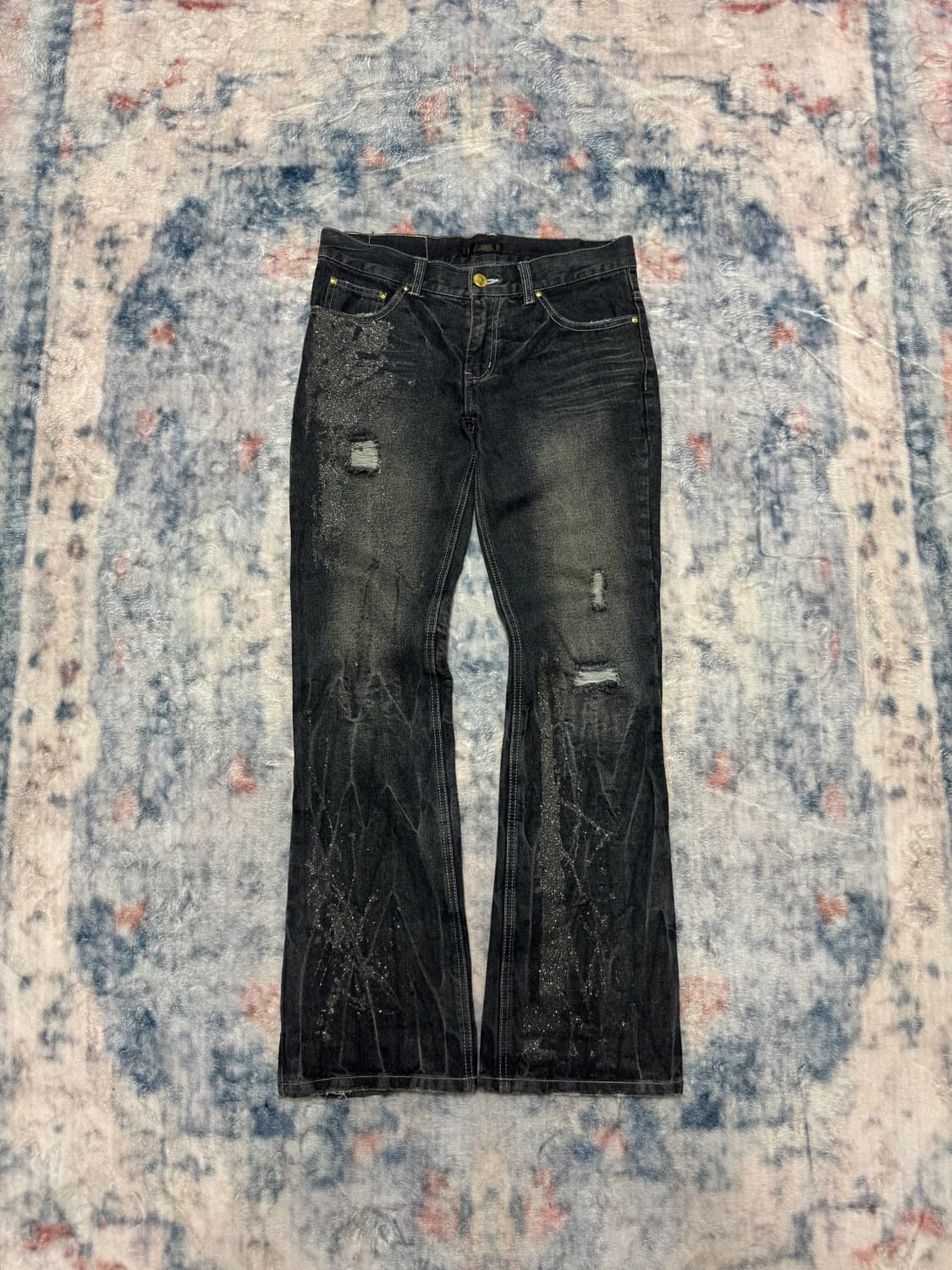 Black baccara glitter washed boot cut de 상품이미지2