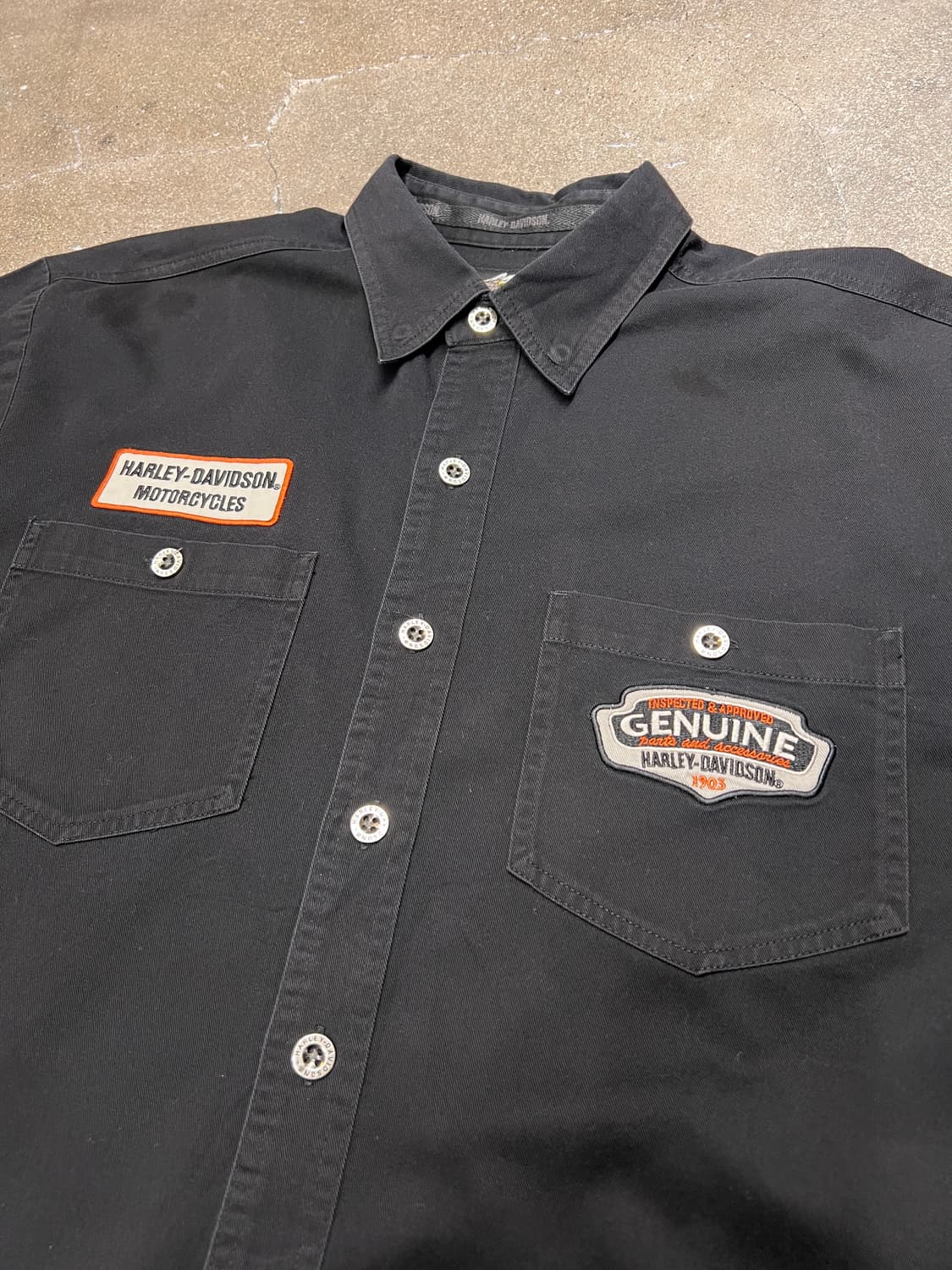 00‘s 할리데이비슨 빈티지 자수 반팔 워크셔츠 상품이미지3