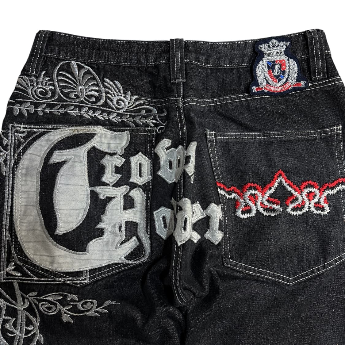 크라운홀더 올드스쿨 쿠지맛 자수 흑청 데님팬츠 상품이미지6