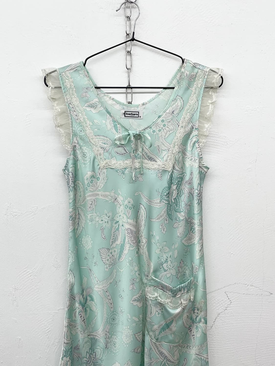 민트 페이즐리 새틴 프릴 슬립 상품이미지5